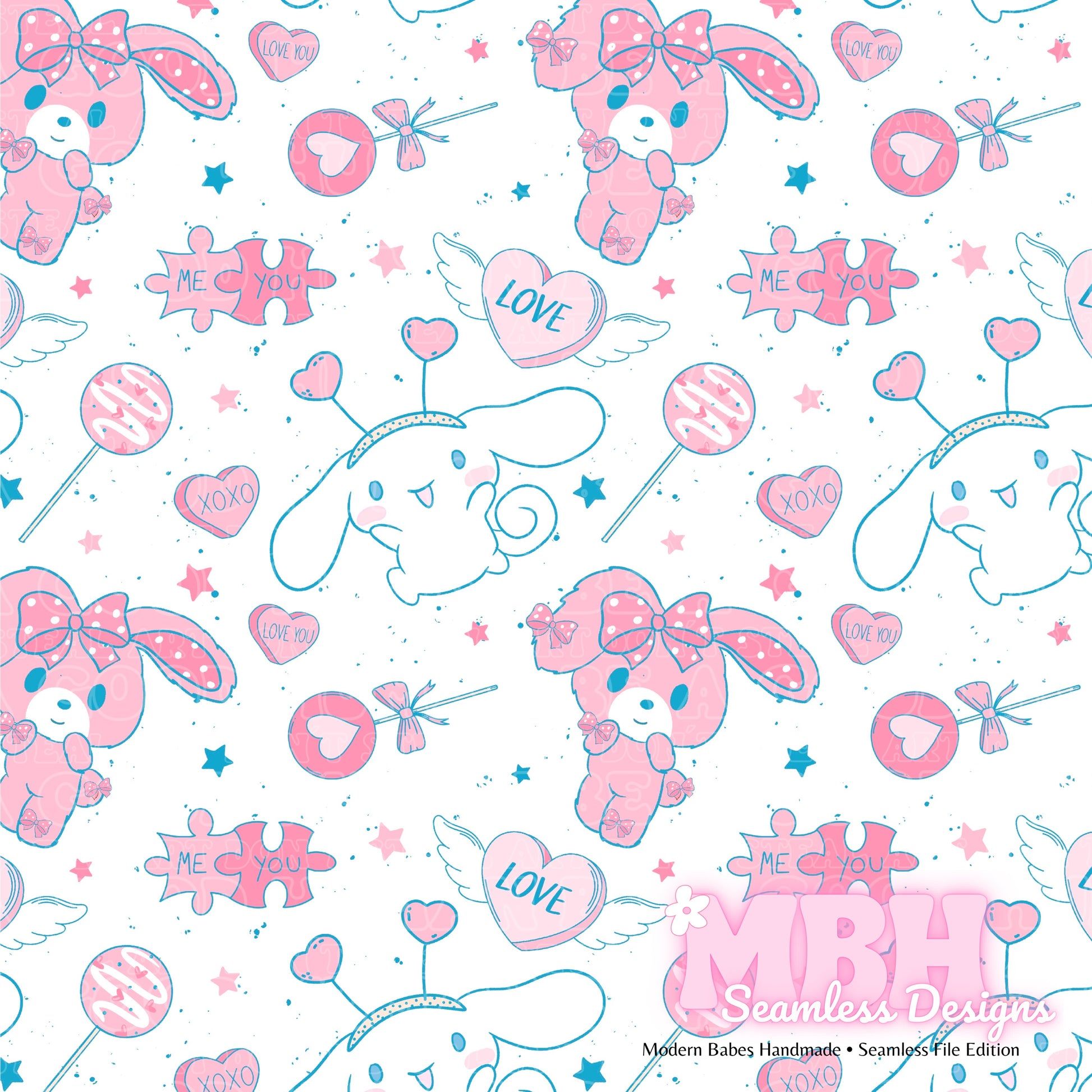1946x1946 Cinnamoroll BonBon Valentine's Day TWO COLORS Seamless Pattern