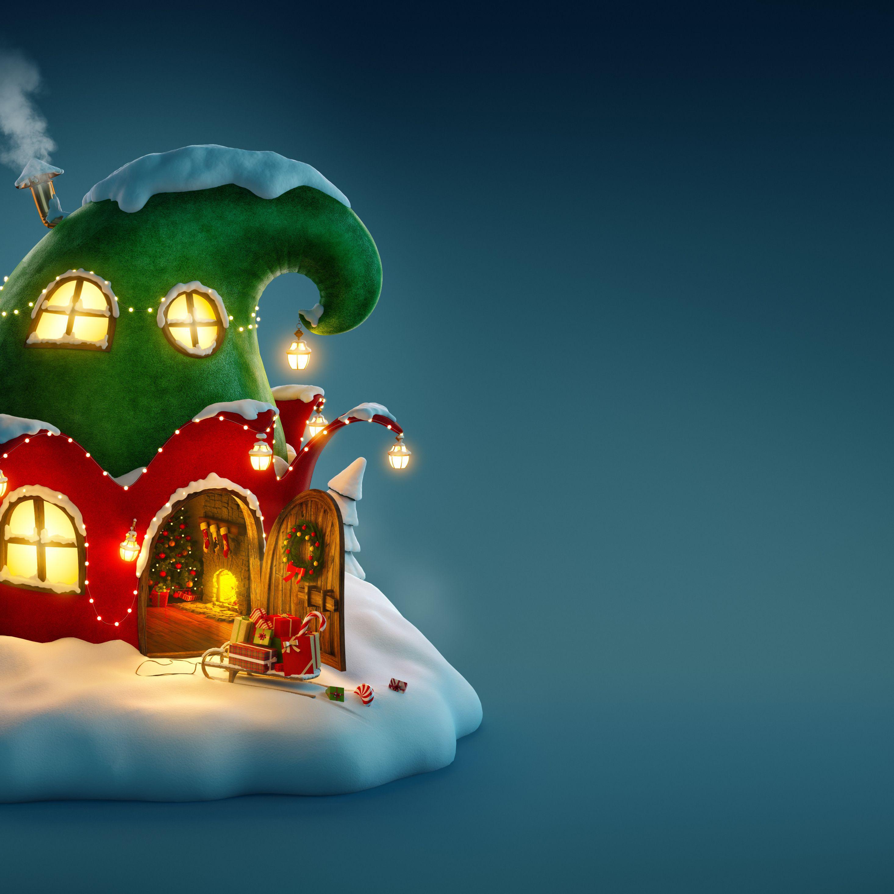 2932x2932 Christmas Fairy House 4k iPad Pro Retina Display HD 4k