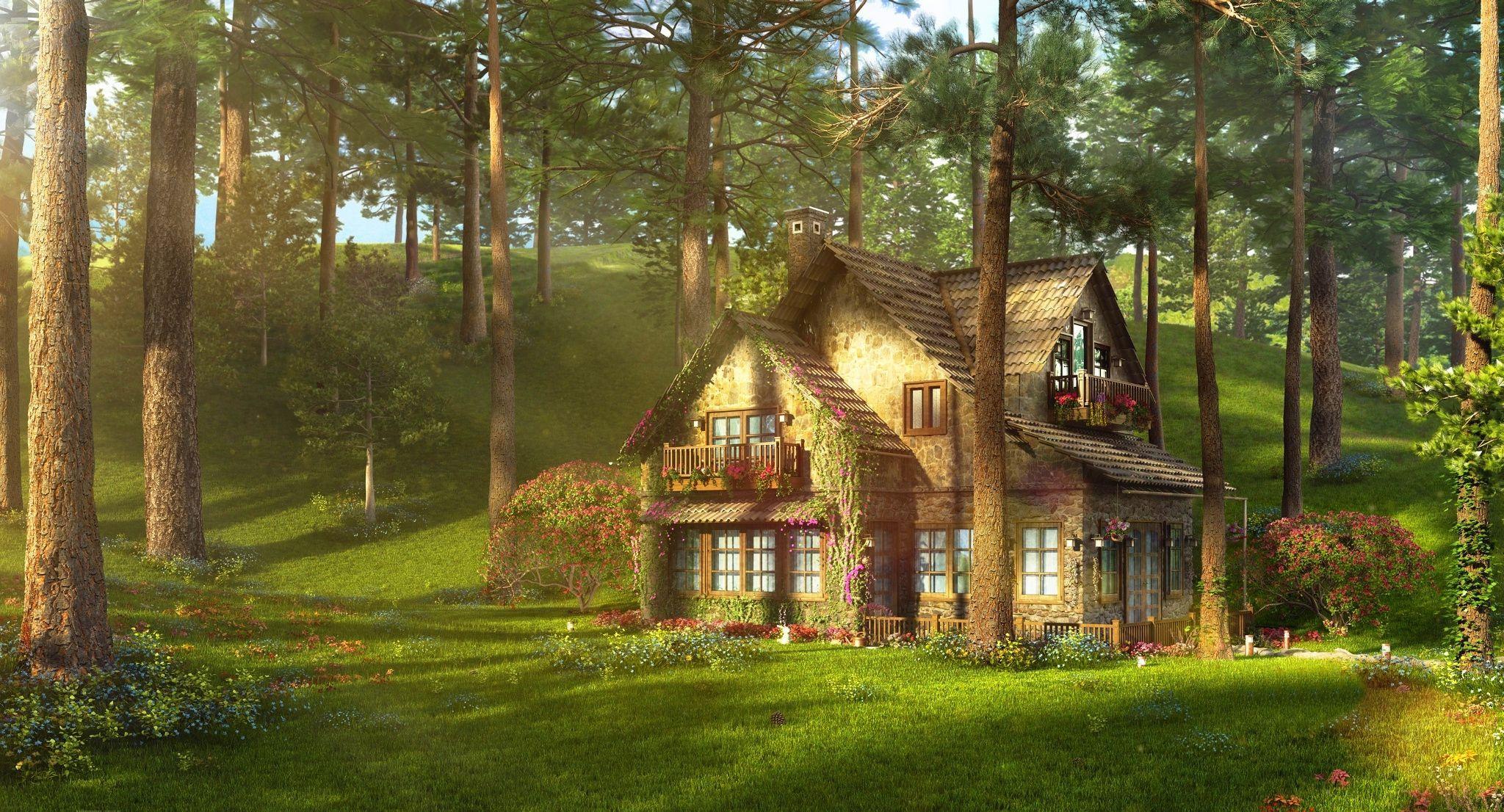 2048x1106 Garden Fairy Wallpaper