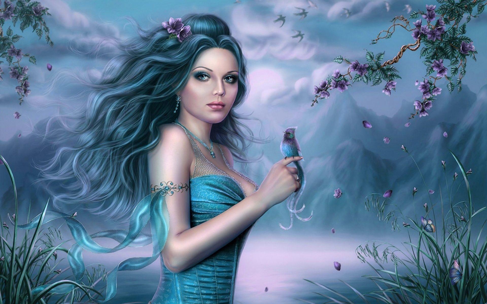 1920x1200 Beautiful Fantasy Blue Fairy Wallpaper