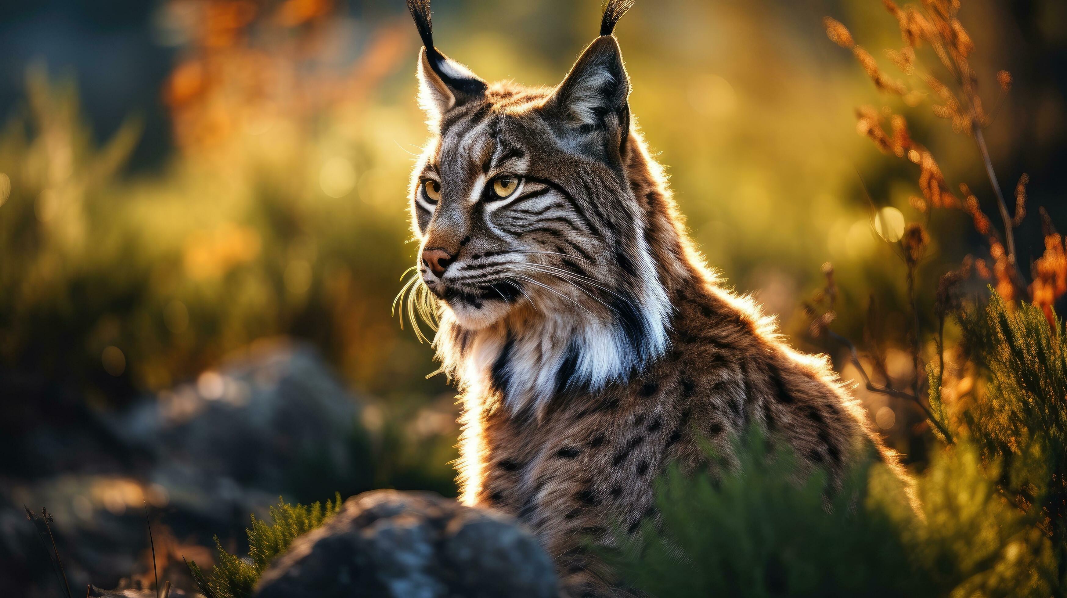 3497x1960 Close Up View Of An Adult Iberian Lynx In A Mediterranean Oak Forest. World's Rarest Animal