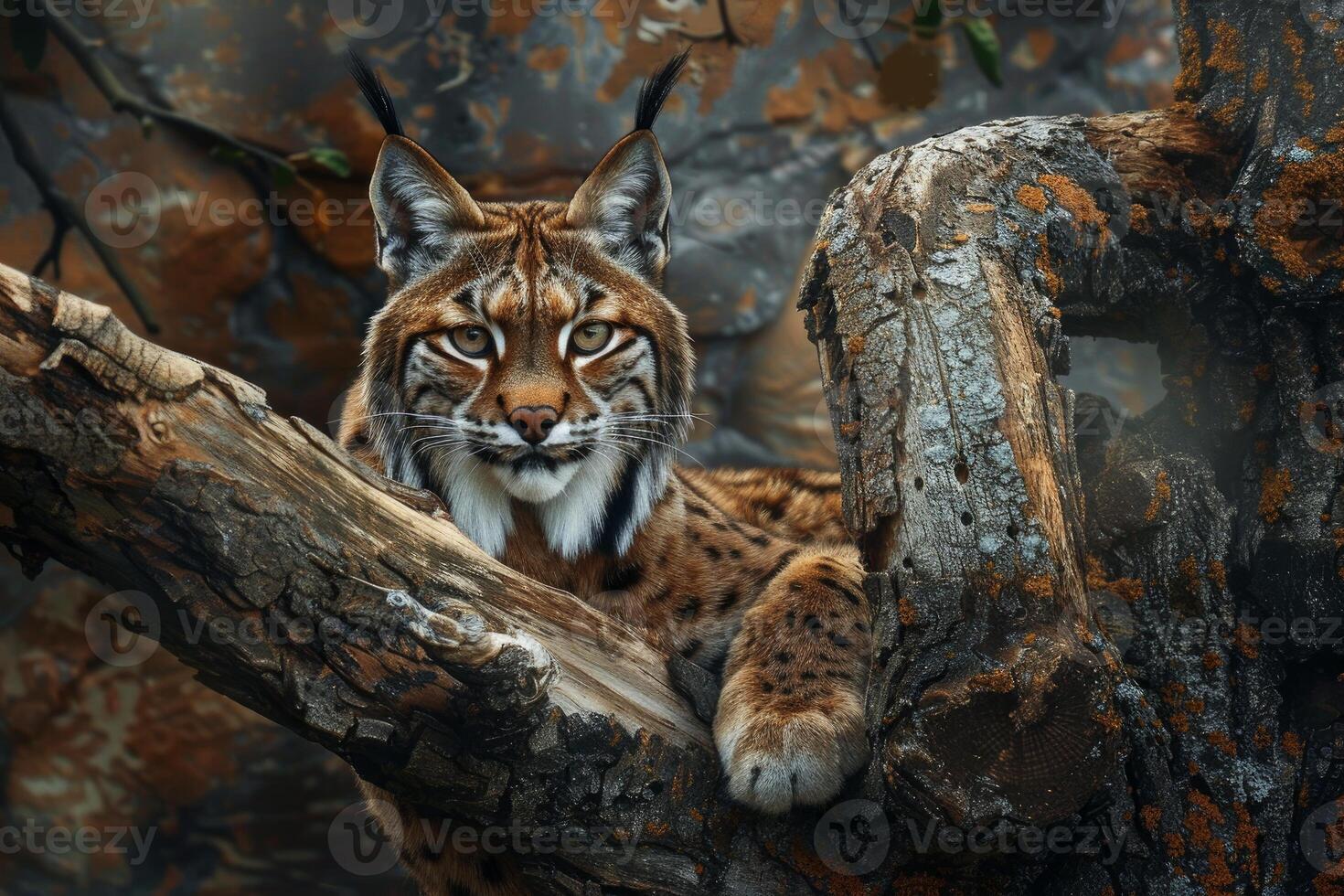 1470x980 Iberian lynx resting on tree branch in natural habitat