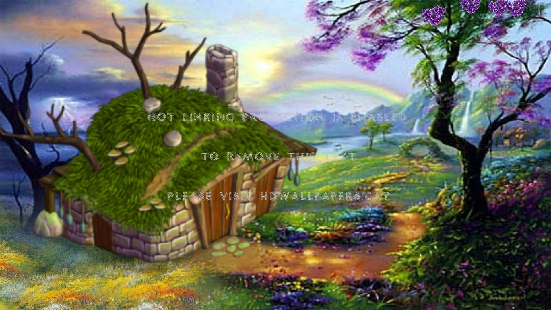 1920x1080 once upon a time flowers fairy house hd