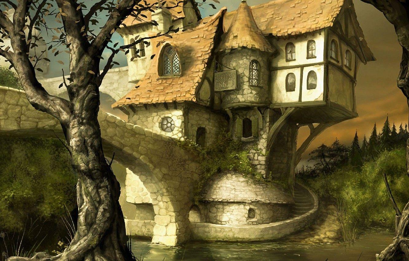 1332x850 Wallpaper castle, graphics, fairy house, fantasy worlds, light