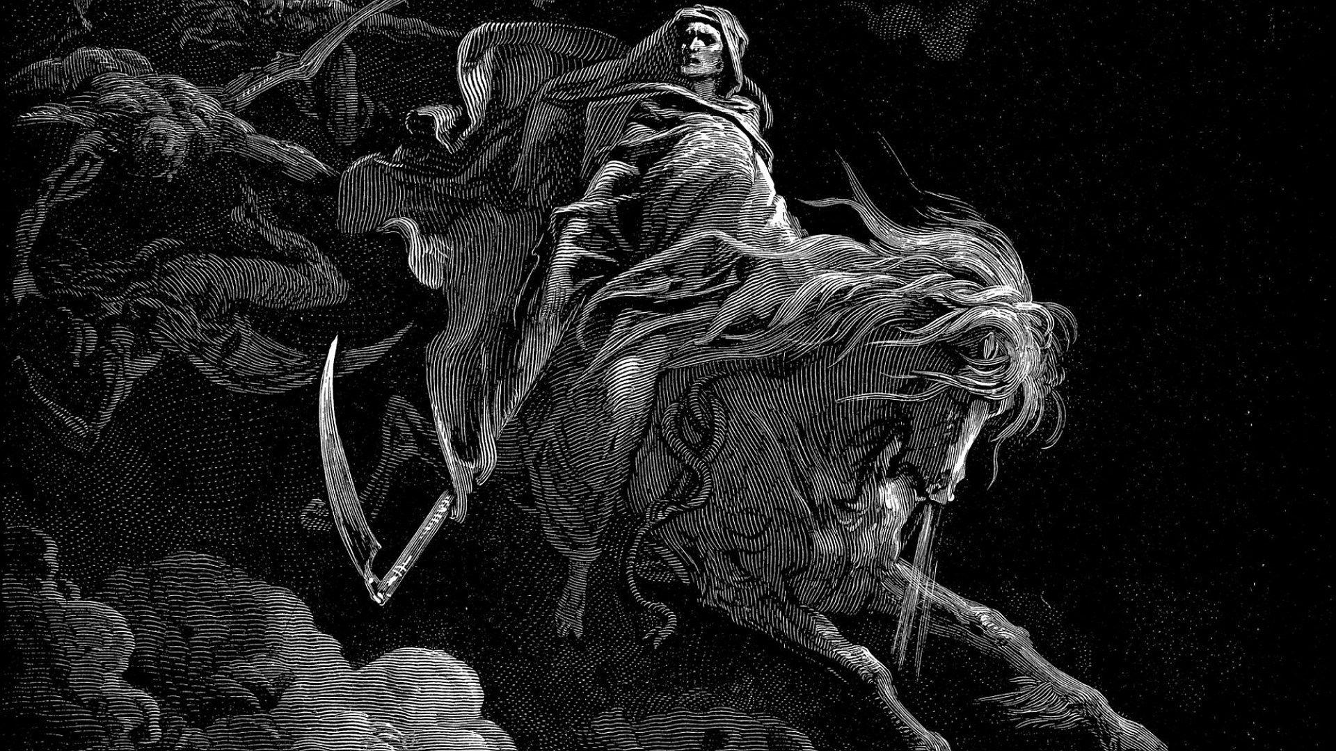 1920x1080 Grim Reaper with Horse Dark Wallpaper HD Live Wallpaper HD