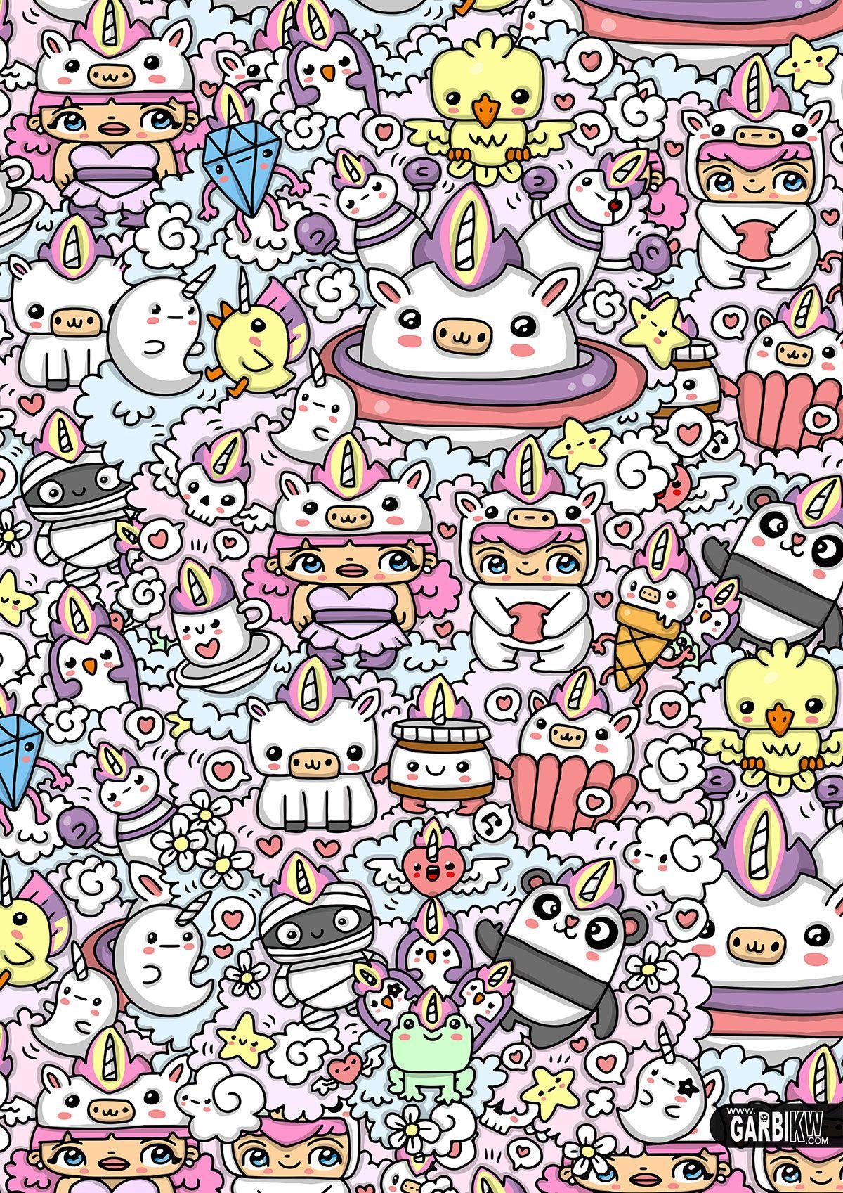 1200x1697 kawaii #unicorn World by Garbi KW #GKW #art. Cute, funny, holiday