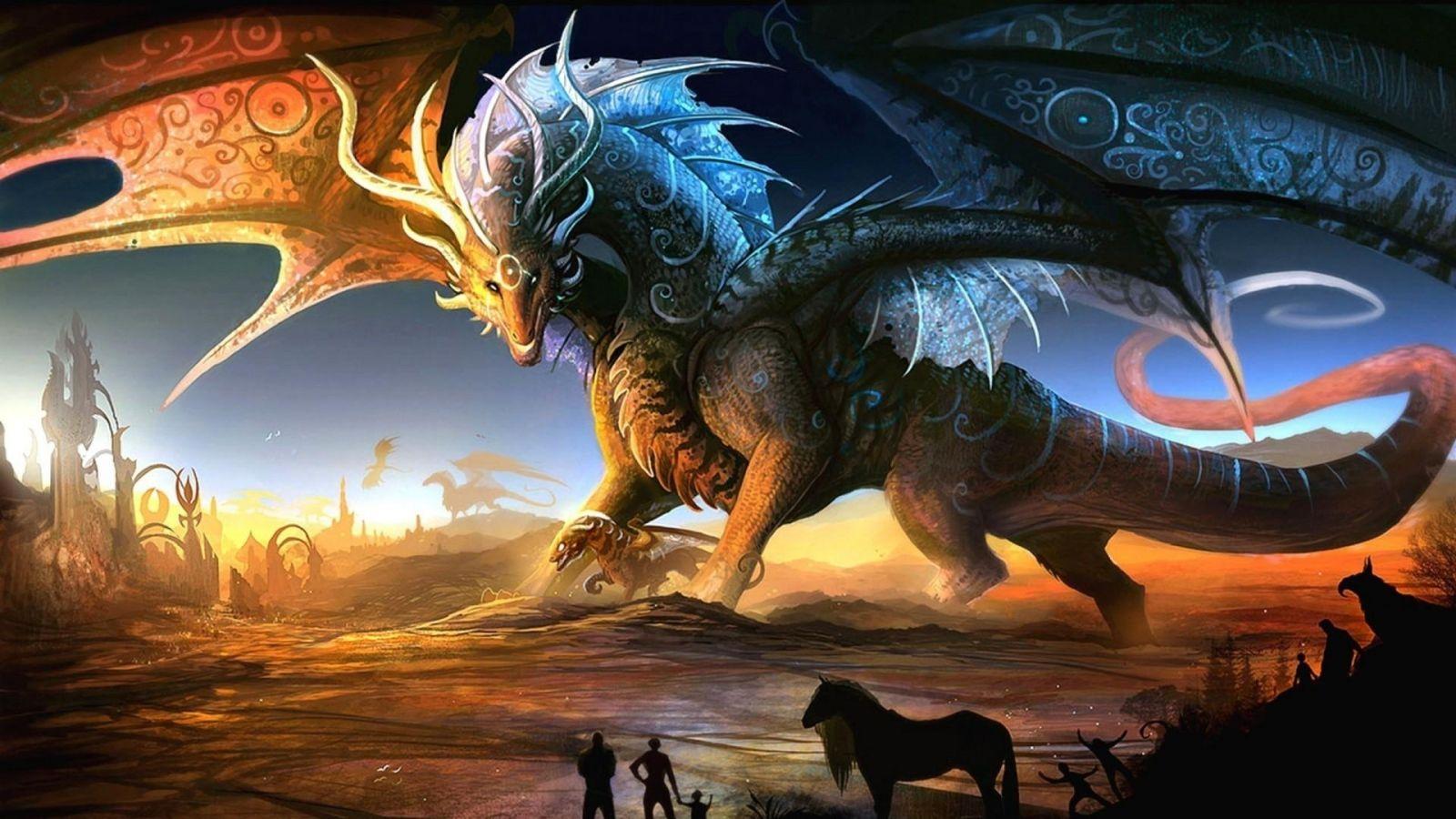 1600x900 Fantasy Wallpaper Black Dragon Fantasy HD Wallpaper