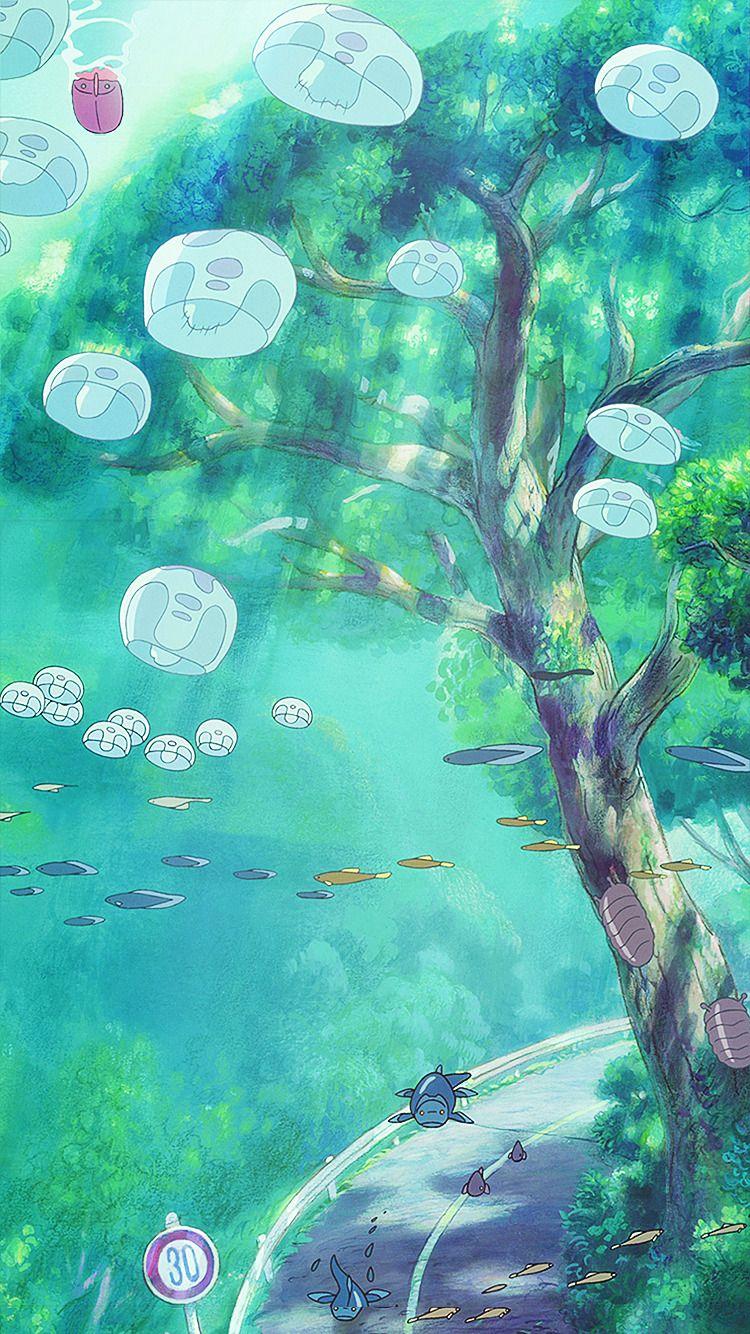 750x1334 Ponyo on the Cliff by the Sea Phone Background Miyazaki