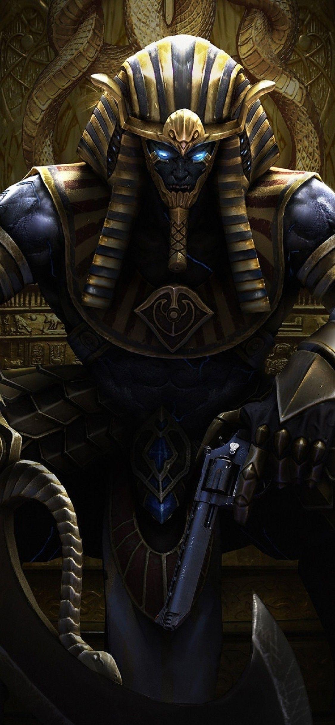 1125x2436 Download 1125x2436 Fantasy Creature, Egyptian Mythology, Throne