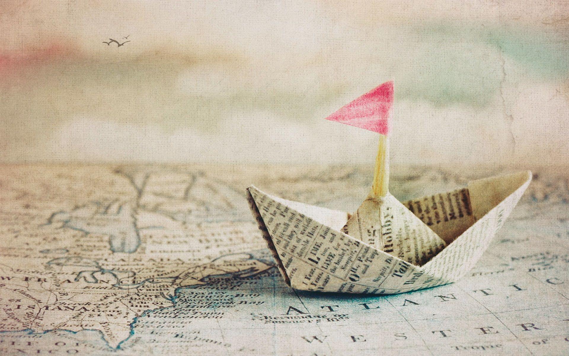 1920x1200 Wallpaper Paper boat, flag 1920x1200 HD Picture, Image