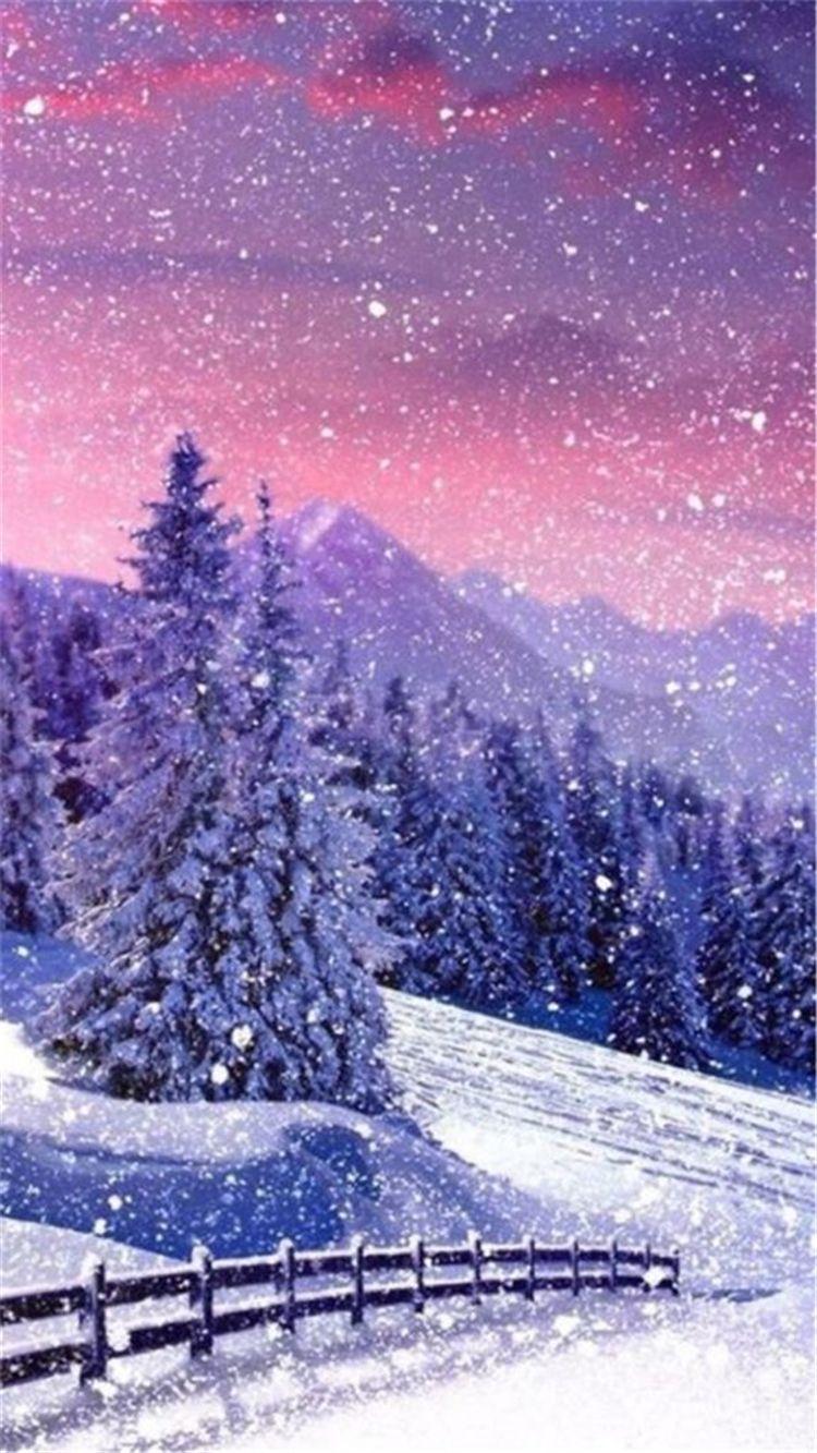 Landscape Winter Nigh Phone Wallpaper