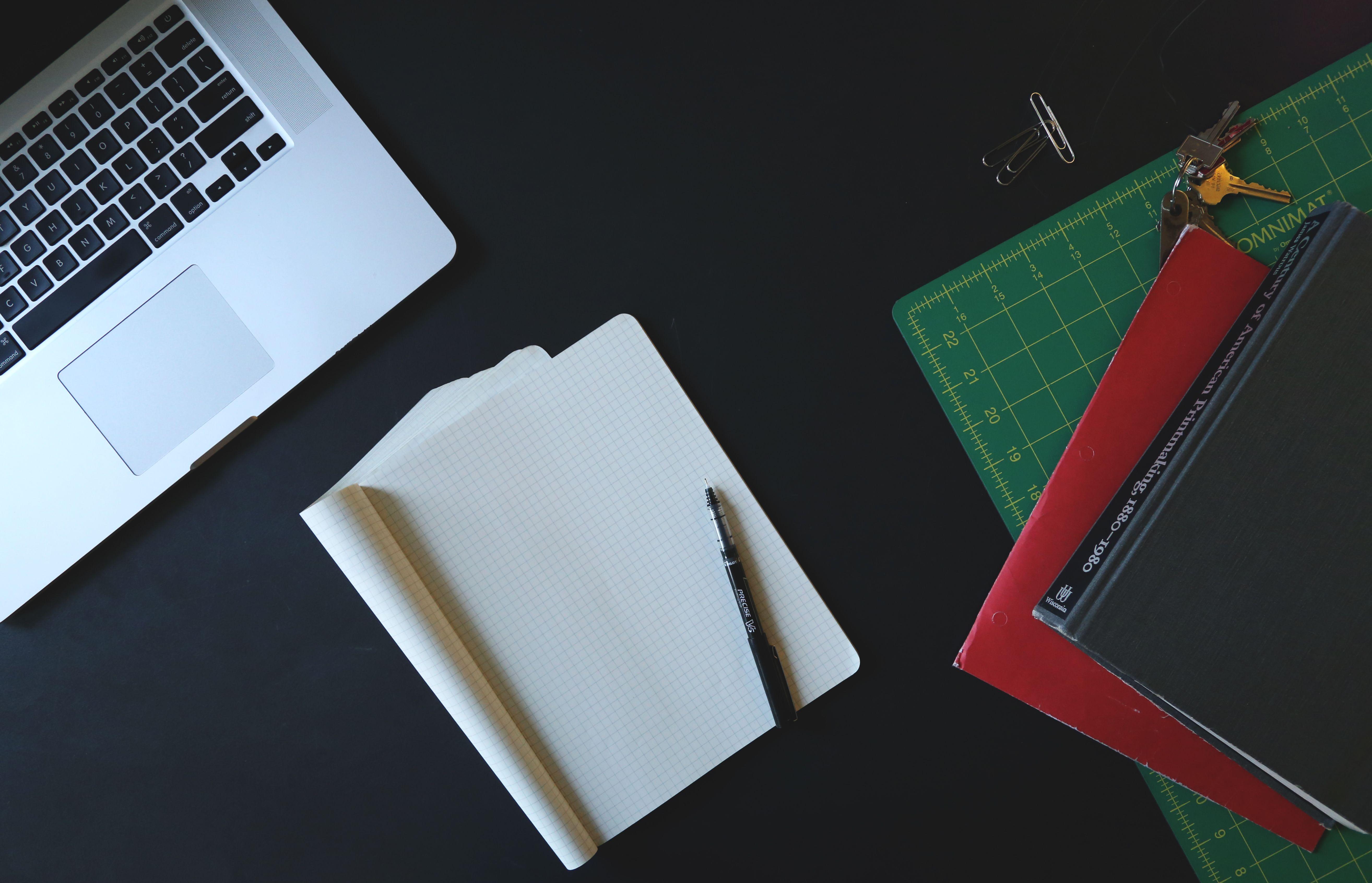 5256x3384 White Printer Paper Beside Macbook Pro on Black Surface · Free