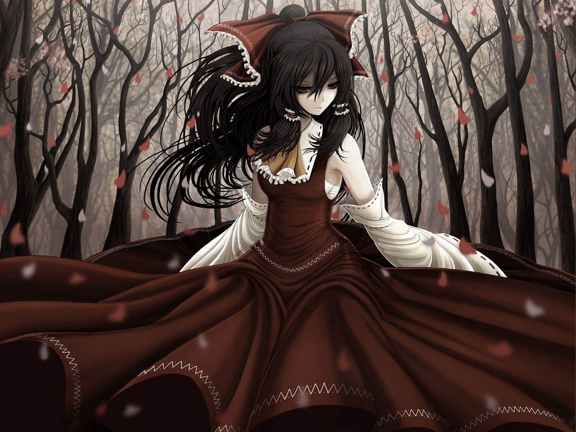 1920x1440 Wallpaper Touhou anime girl, trees, leaves 1920x1440 HD Picture, Image