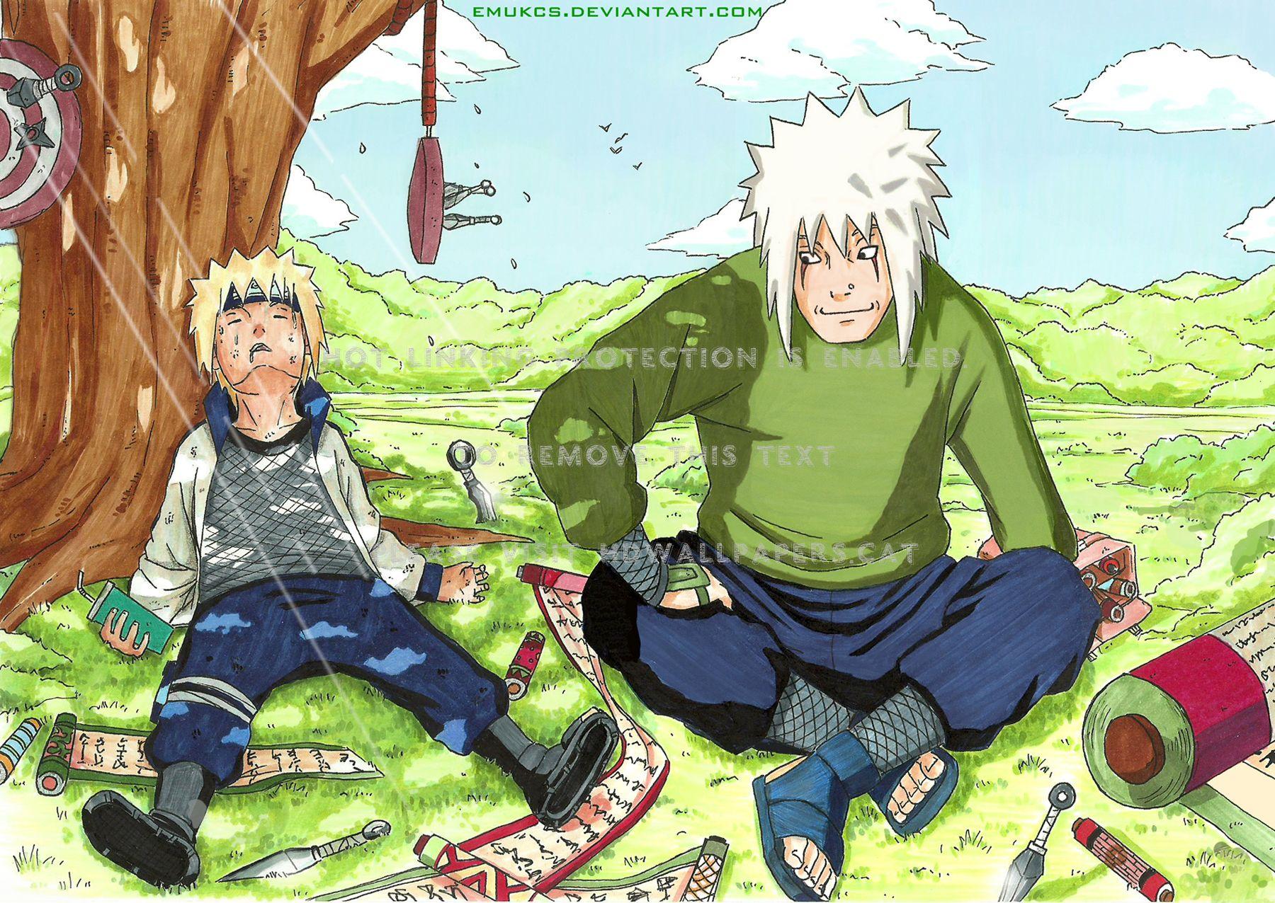 1800x1276 minato and jiraya fourth hokage yellow