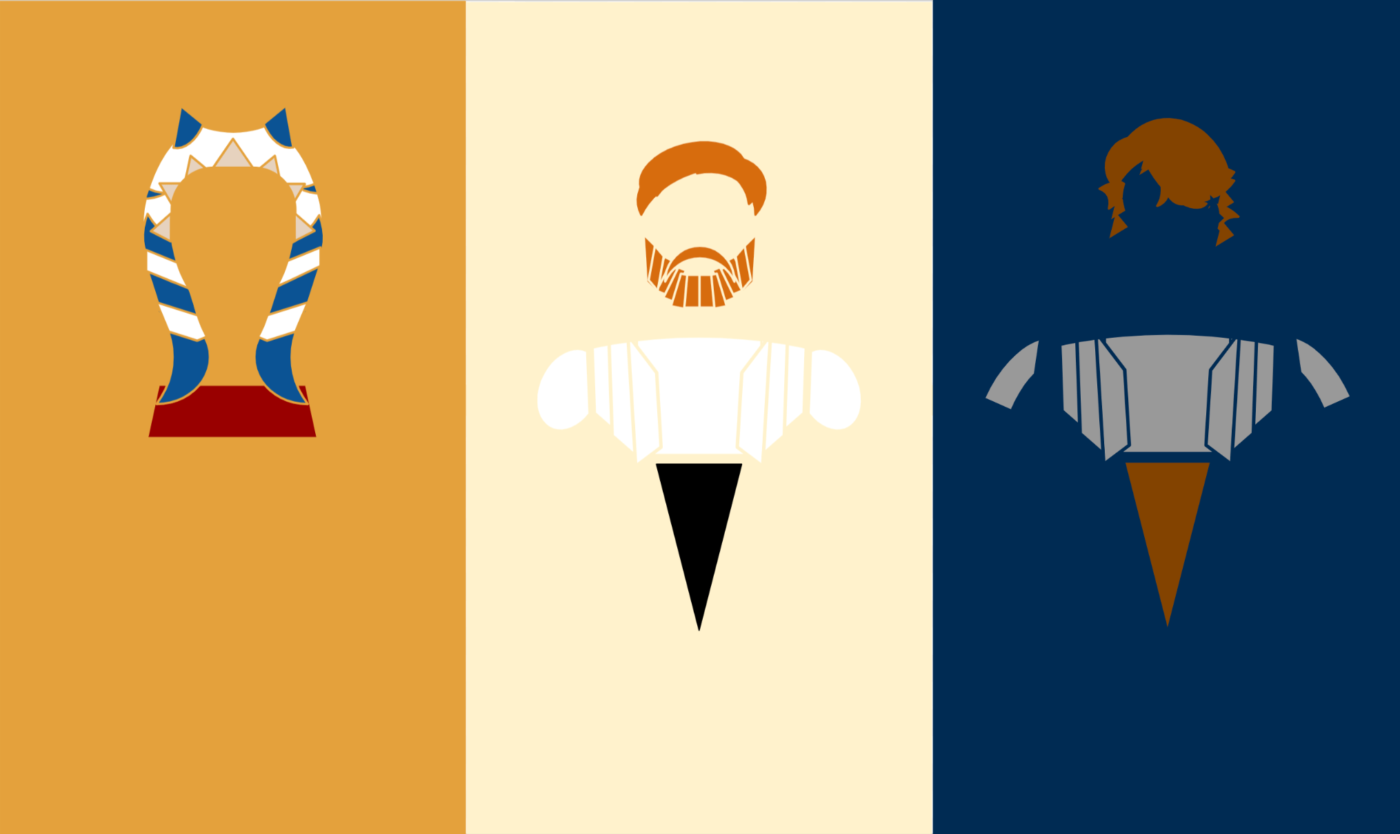 2030x1210 A Couple Stylized Wallpaper I Made Of Ahsoka, Obi Wan And Anakin