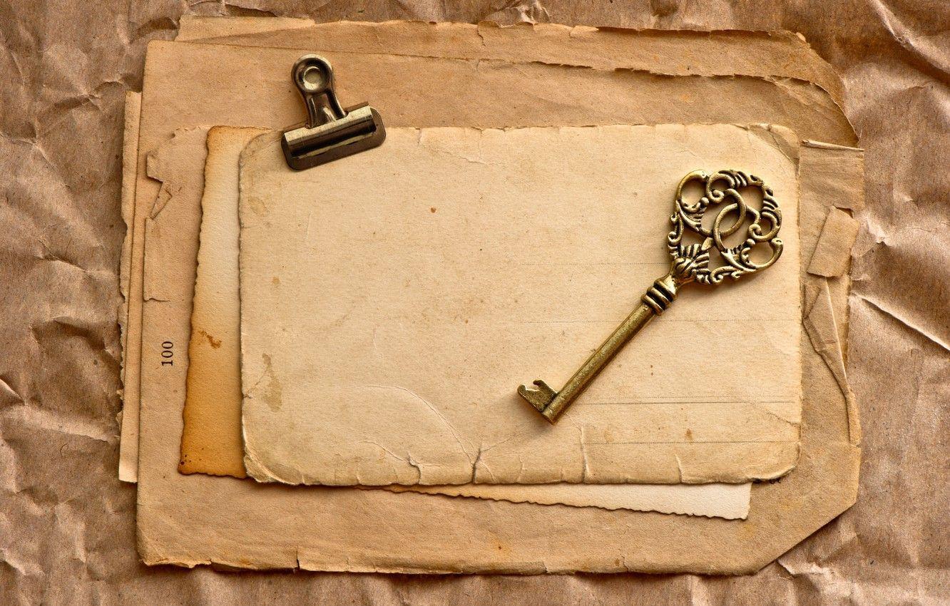 1332x850 Wallpaper old, key, vintage, page, vintage, paper, yellowed image