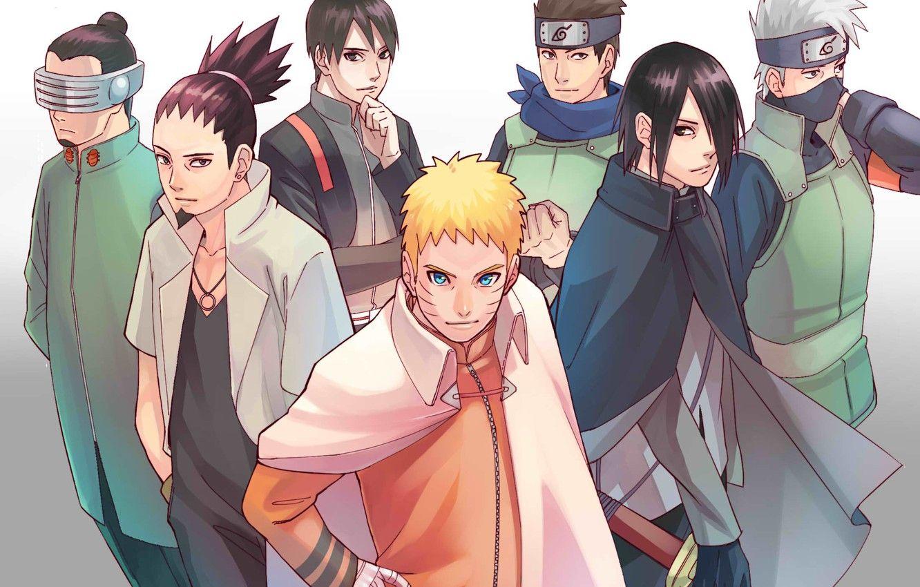 1332x850 Wallpaper Naruto, Uchiha Sasuke, Hatake Kakashi, Uzumaki Naruto, Sai, nanadaime, Konohamaru, Shikamaru Nara, Boruto Naruto Next Generations, by curamubuono, Shino Oburame image for desktop, section арт