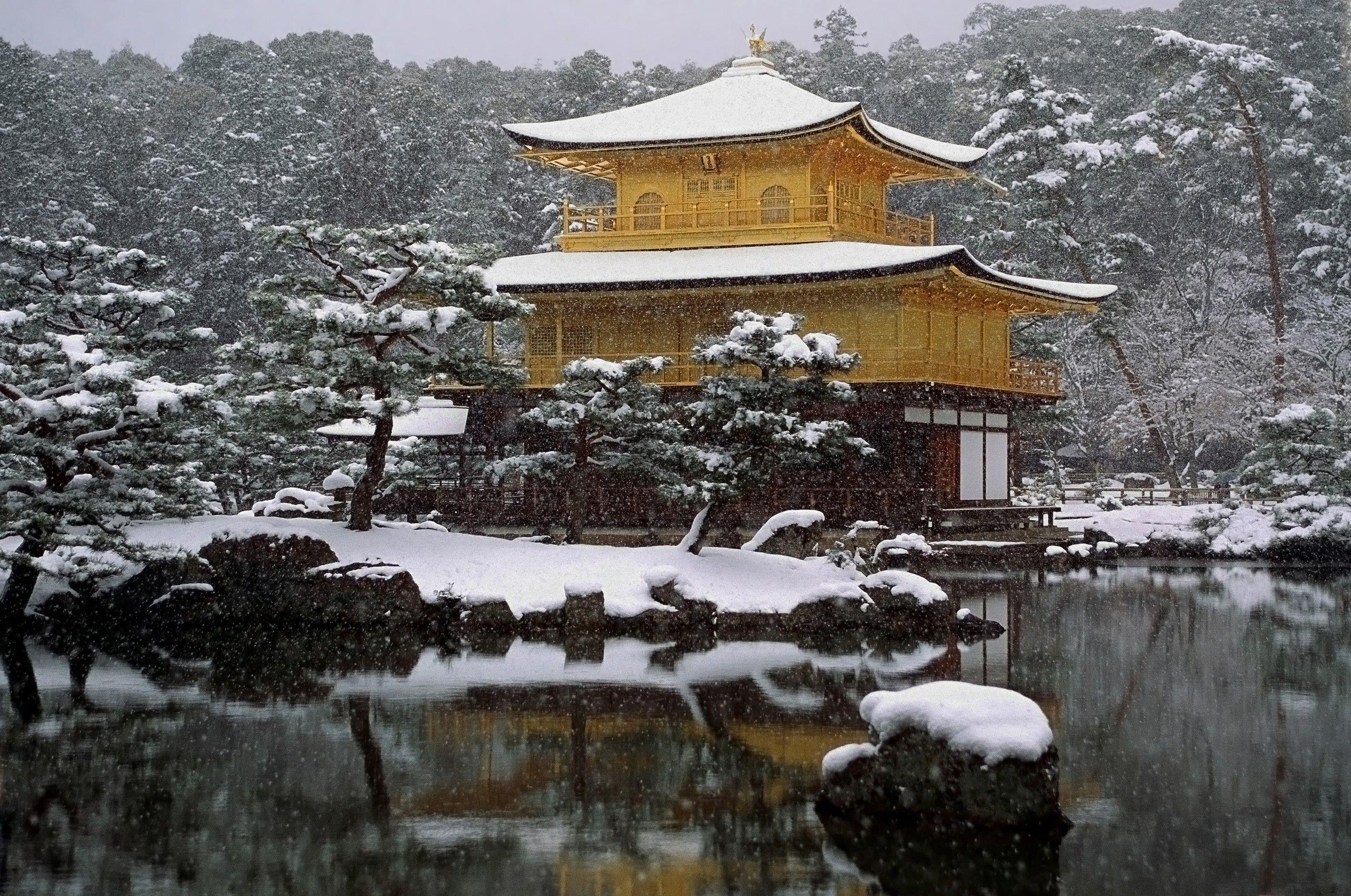 2893x1920 Other: Kinkaku Ji Kinkaku Snow Japanese Temple Lake Golden Nature