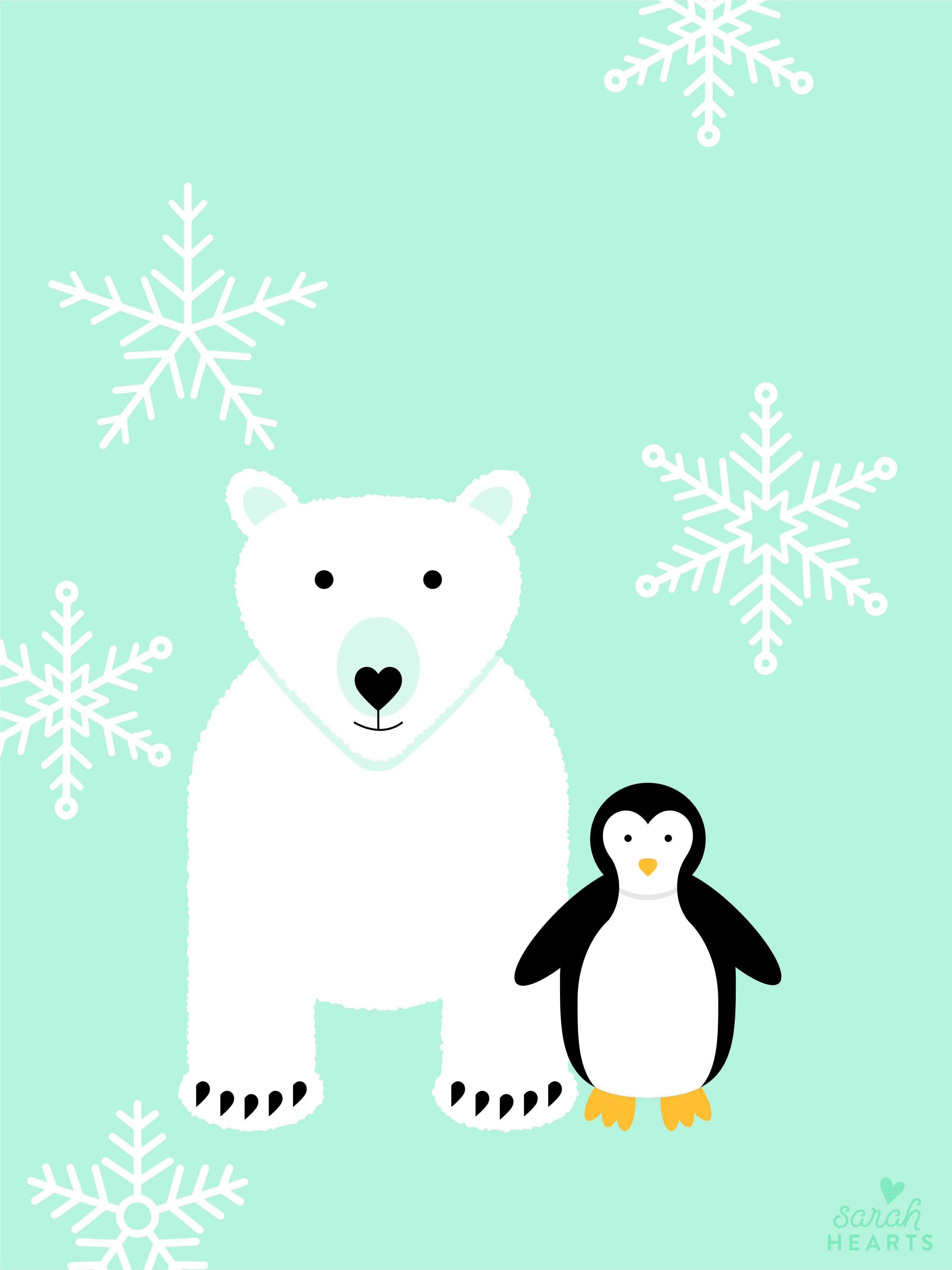 3201x4268 Polar Bear and Penguin January 2018 Calendar Wallpaper