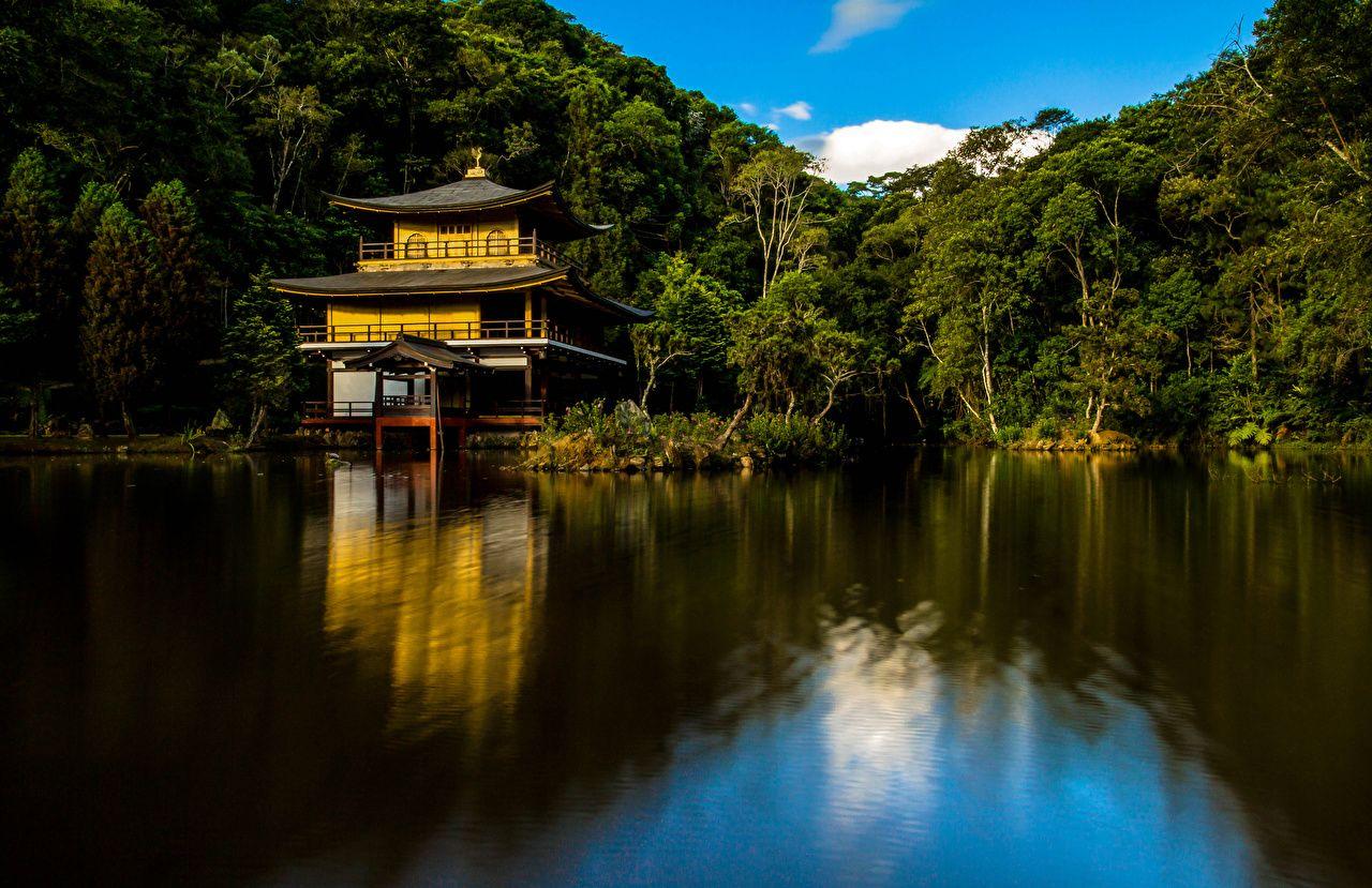 1280x829 Brazil Templo Kinkaku Ji Nature Lake Temples Trees