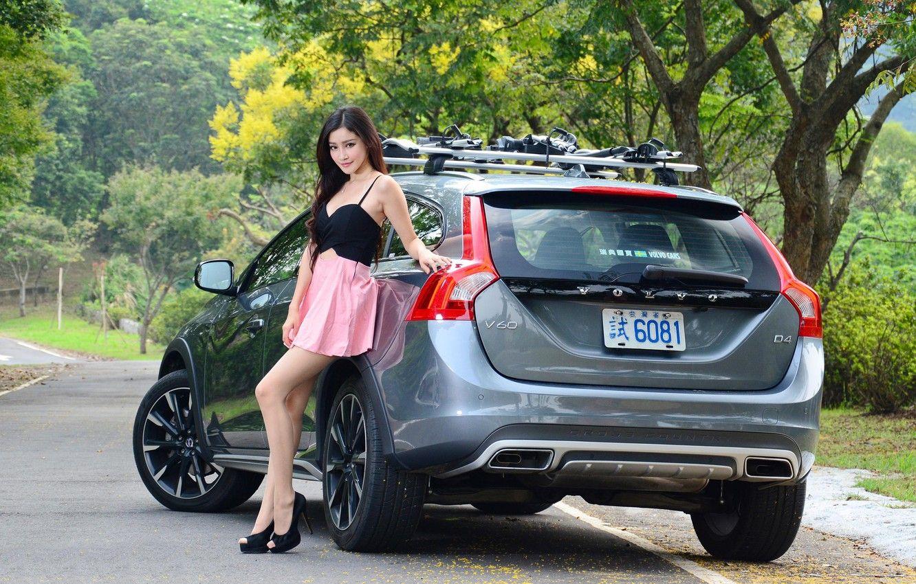 1332x850 Wallpaper auto, look, Girls, Asian, beautiful girl, Volvo V60