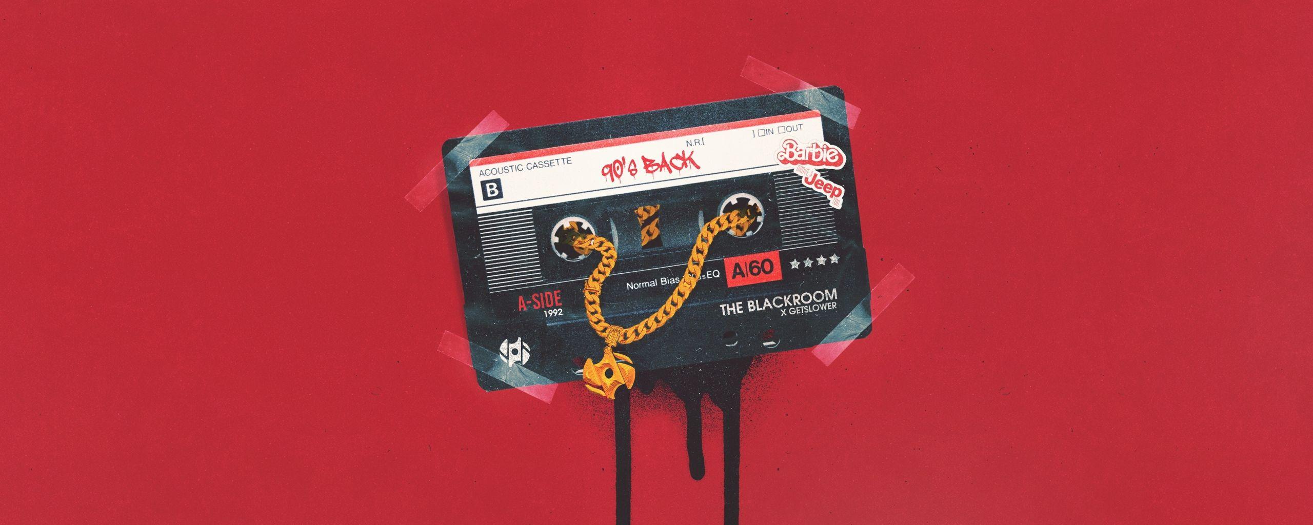 2560x1024 Download 2560x1024 wallpaper minimal, cassette, 90s style, music