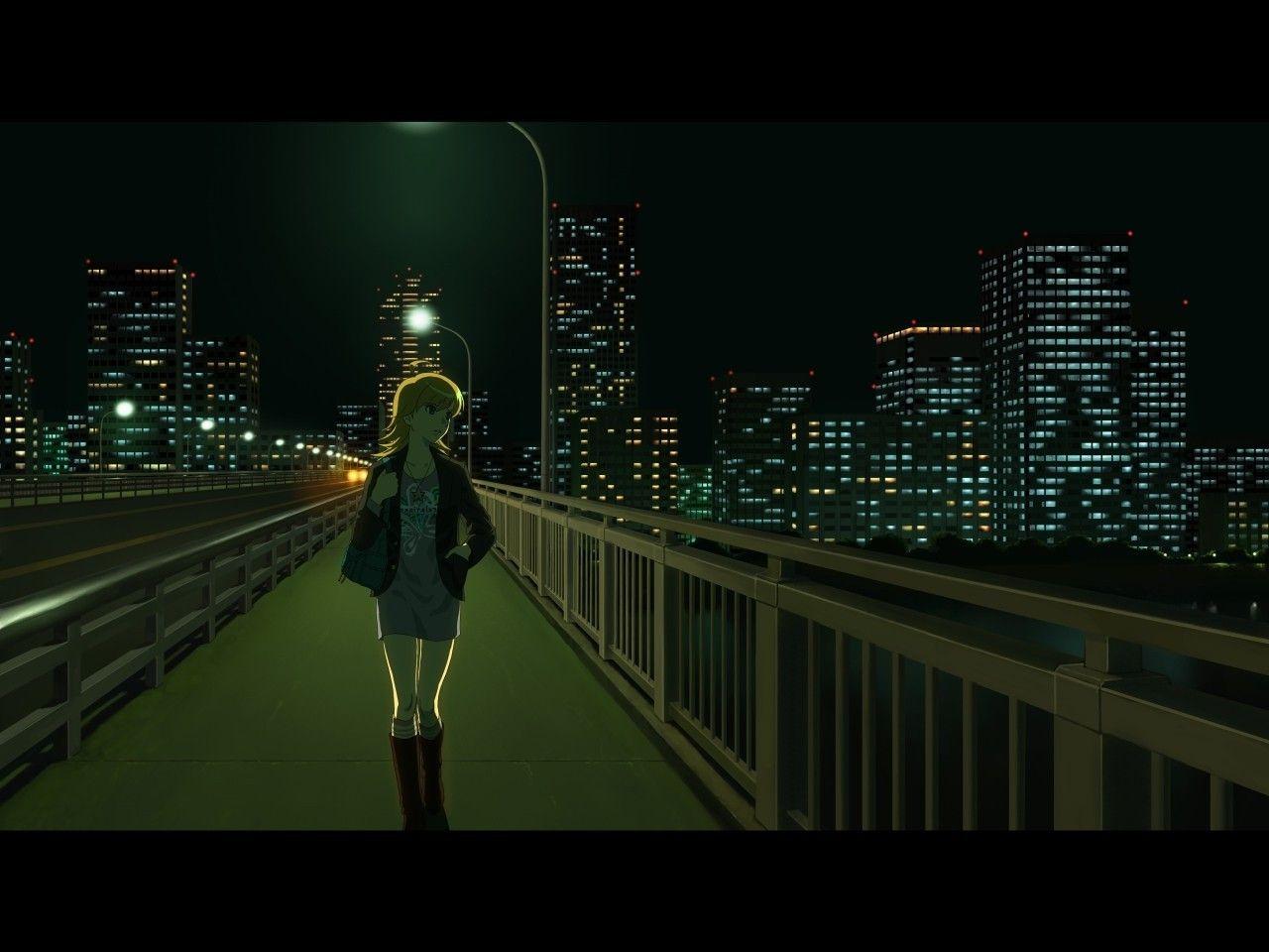 1280x960 anime Girls, City, Bridge, Alone Wallpaper HD / Desktop and Mobile Background