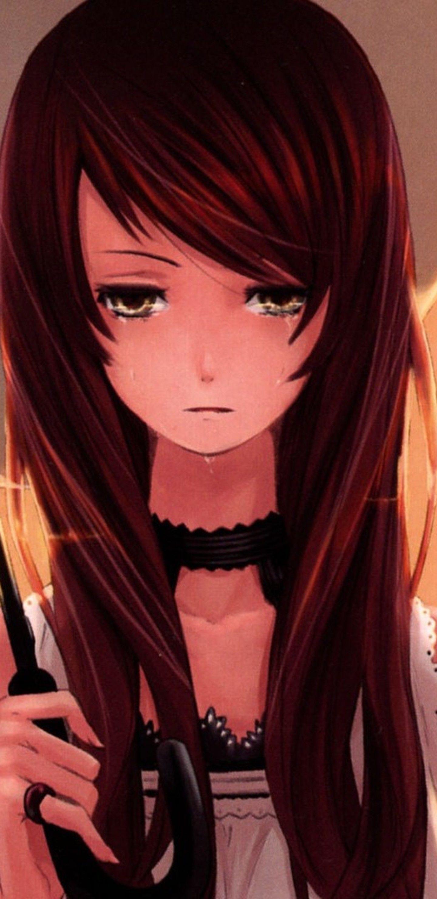1440x2960 Sad Anime Girl In Rain Alone Animated, Download Wallpaper