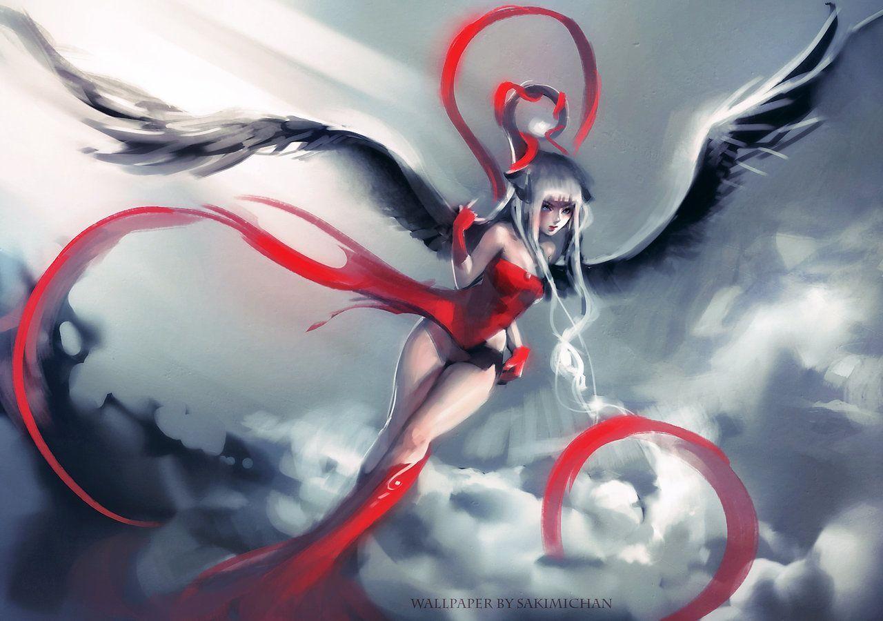 1280x900 red angel. Anjos