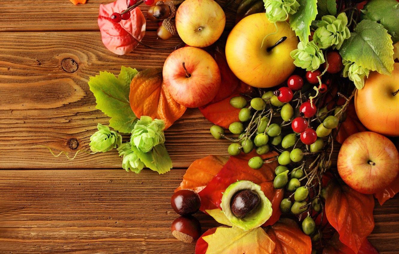 1332x850 Wallpaper autumn, leaves, apples, still life, autumn, leaves