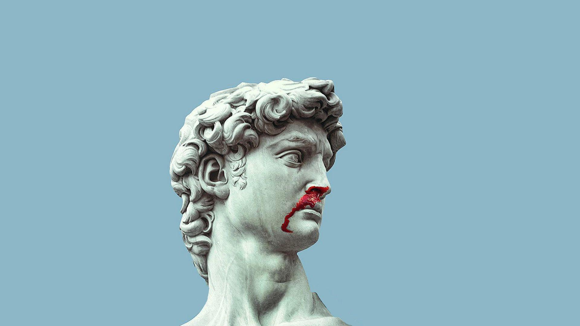 1920x1080 Marble Wallpaper • Statue of David marble blood sculpture art