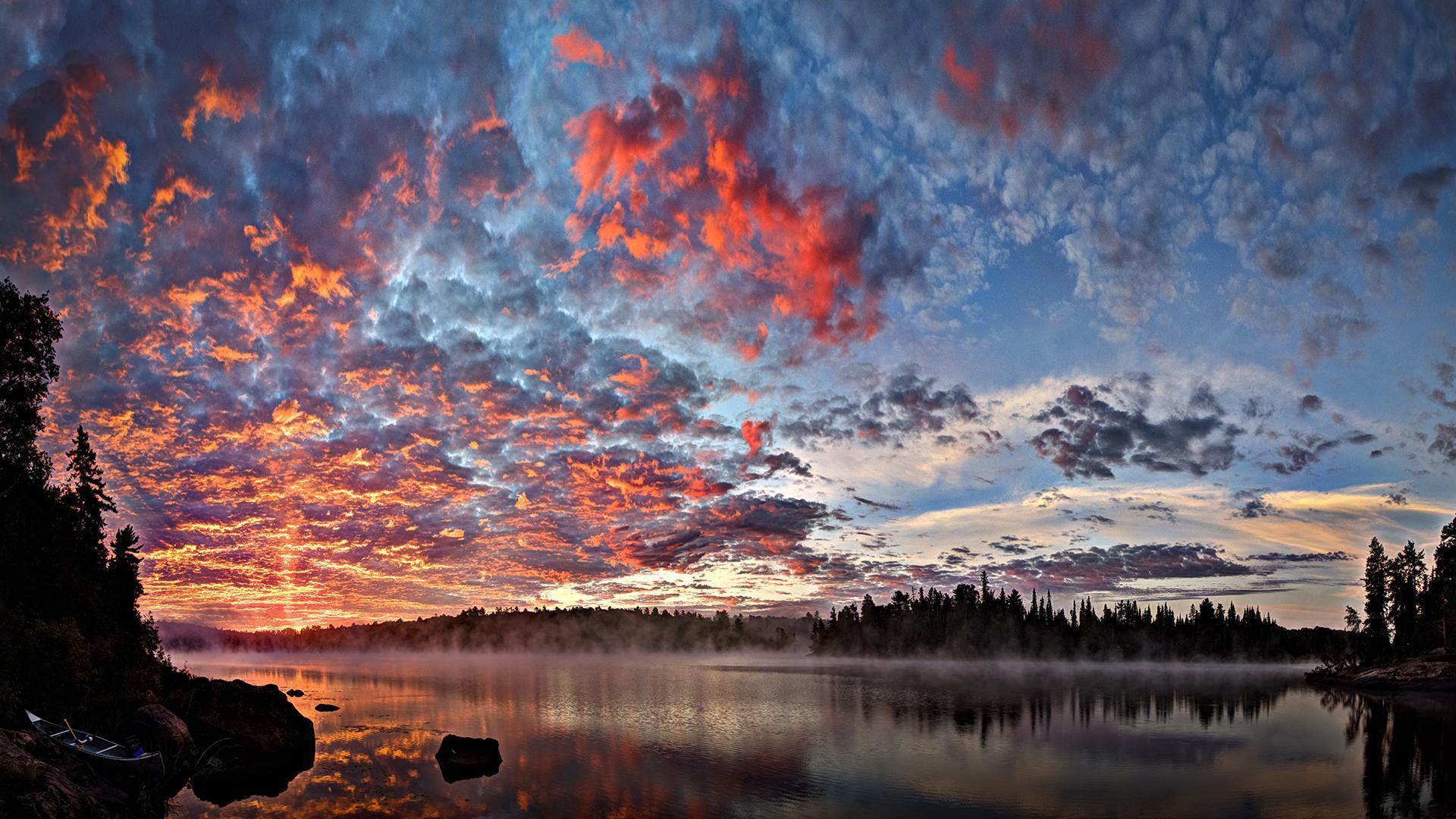 1920x1080 Sunrise And Fog Near Lower Basswood Falls BWCA Minnesota OC