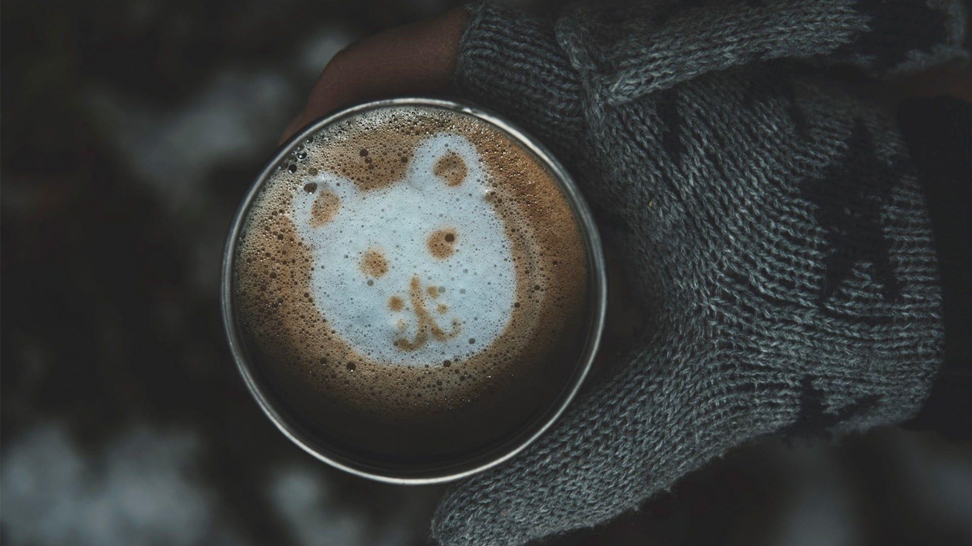 1920x1080 Cappuccino in stainless steel cup HD wallpaper
