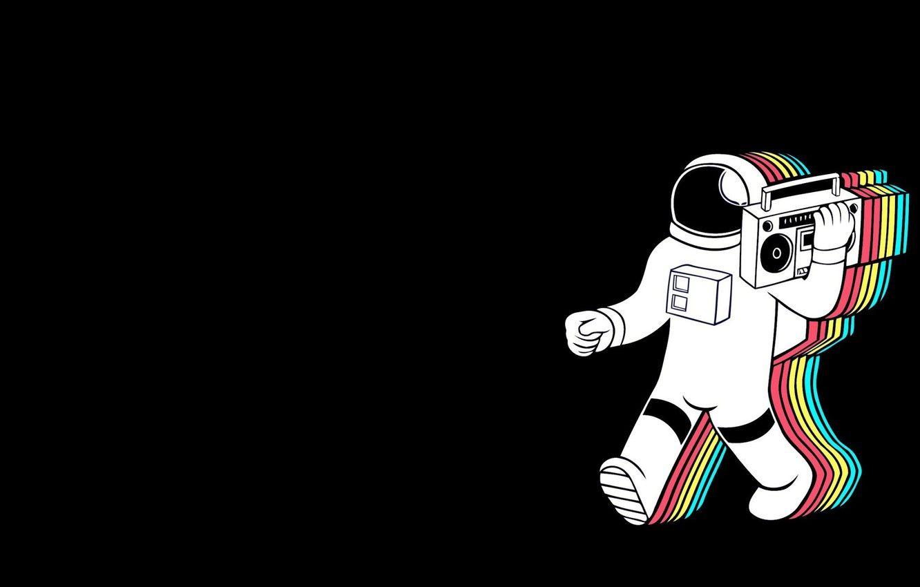 1332x850 Wallpaper Music, Background, Astronaut, Tape, Synthpop, Retrowave