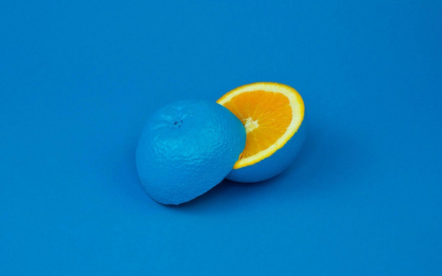 1680x1050 Free download Blue Background and Orange Art Minimal HD Wallpaper