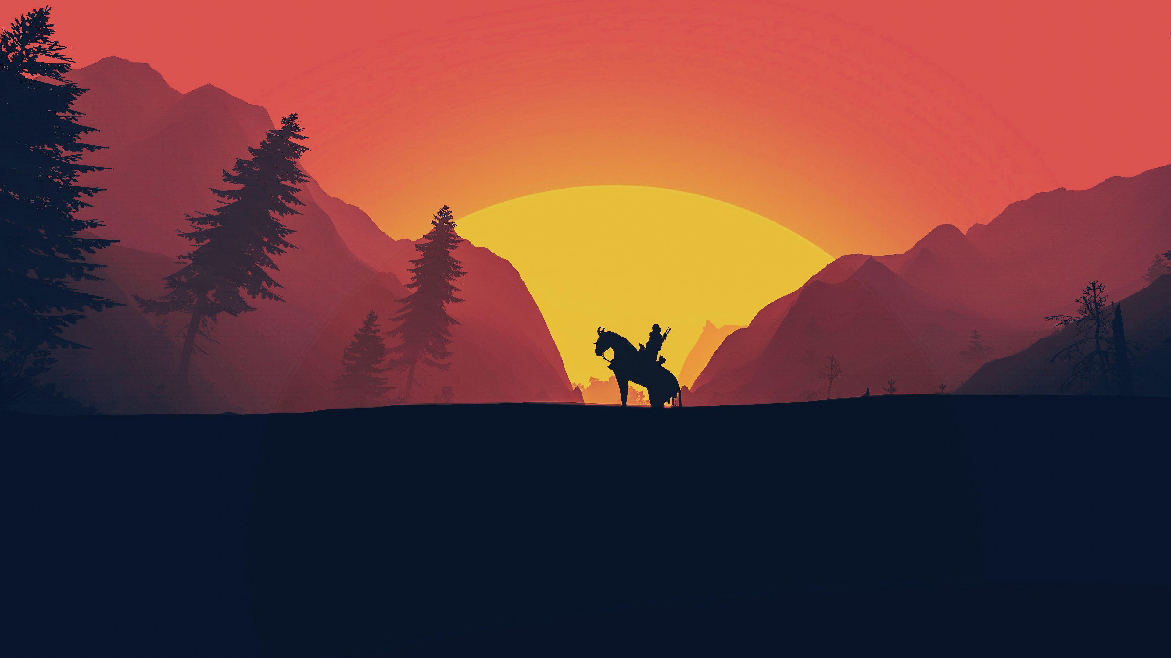 3840x2160 The Witcher 3 Wild Hunt Geralt Of Rivia Minimal Art