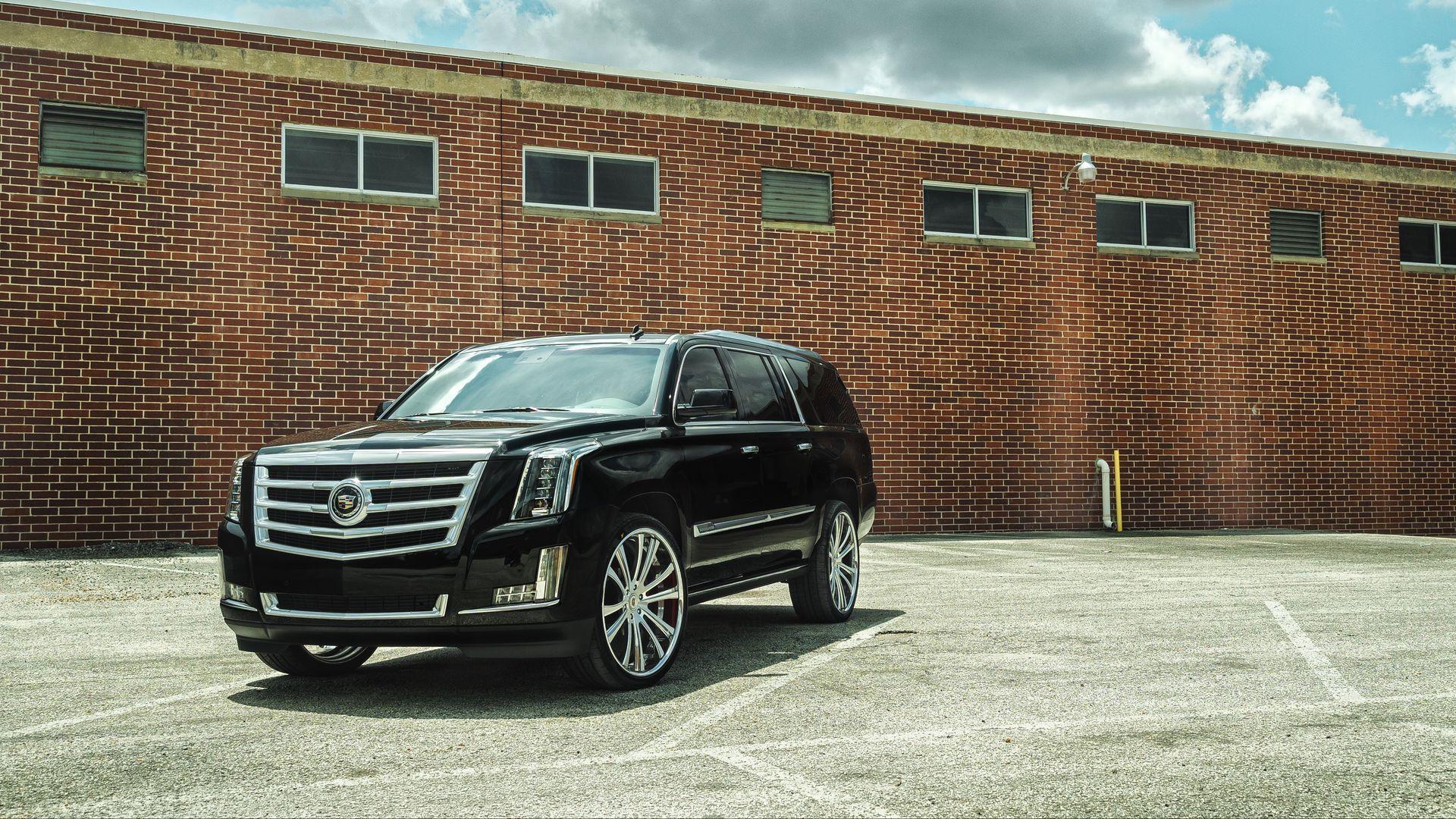 1920x1080 Download wallpaper 1920x1080 cadillac, escalade, black, side view