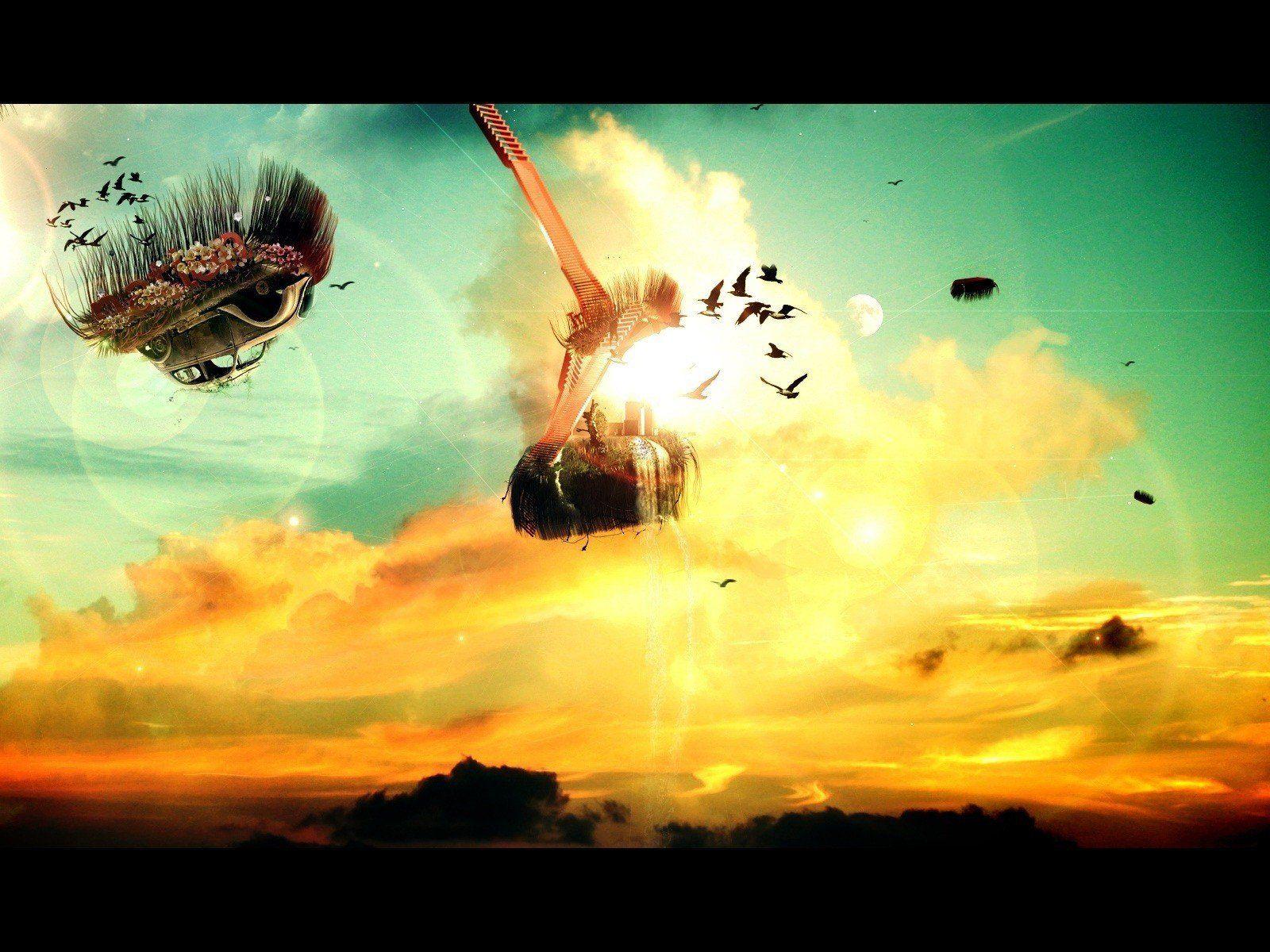 1600x1200 Sci Fi Flight Appearance Sunset Reflections Bright HD Wallpaper