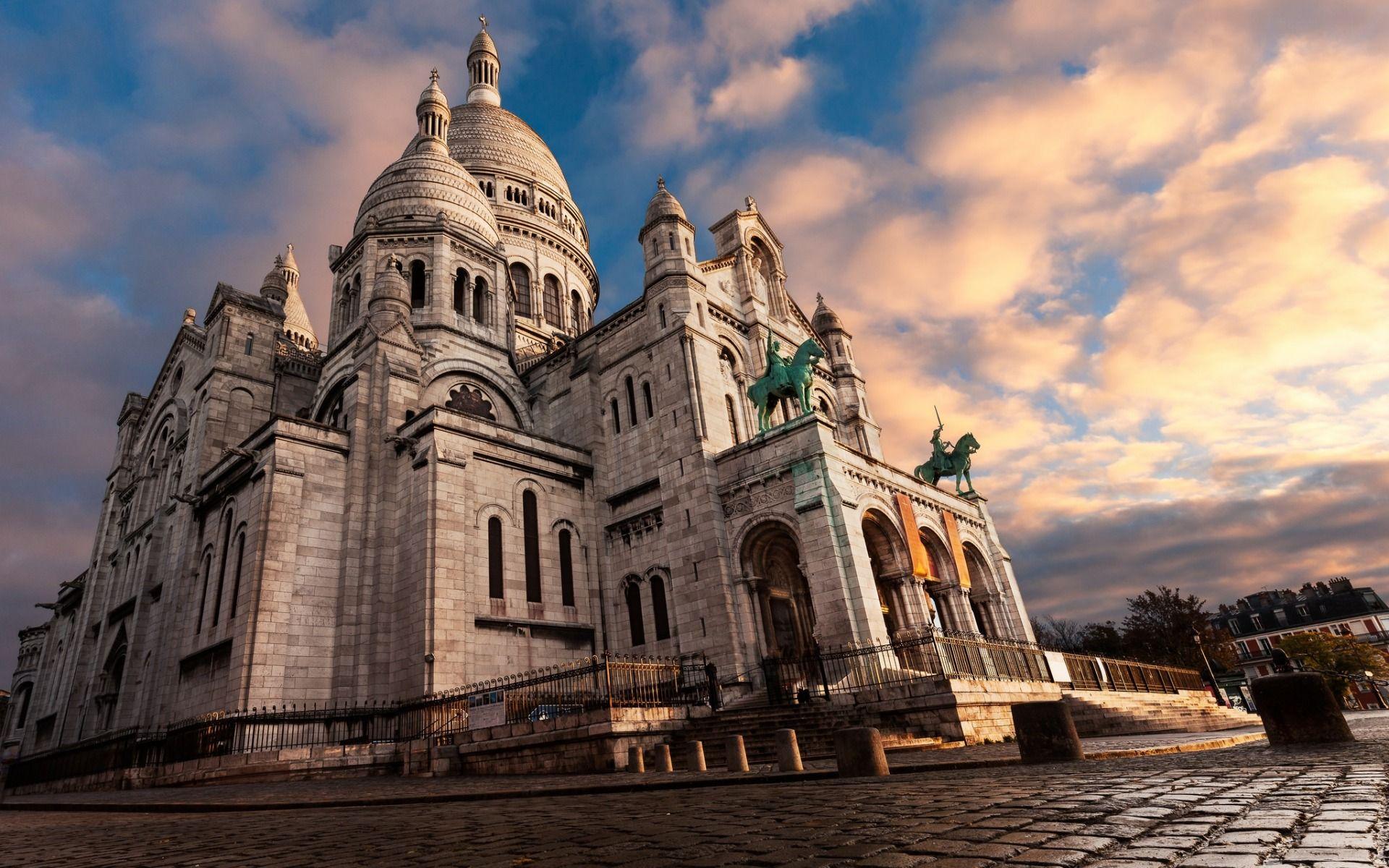 1920x1200 Download wallpaper Basilica of the Sacred Heart, Paris, Roman Catholic church, Montmartre, France, attractions, Paris landmarks for desktop with resolution 1920x1200. High Quality HD picture wallpaper