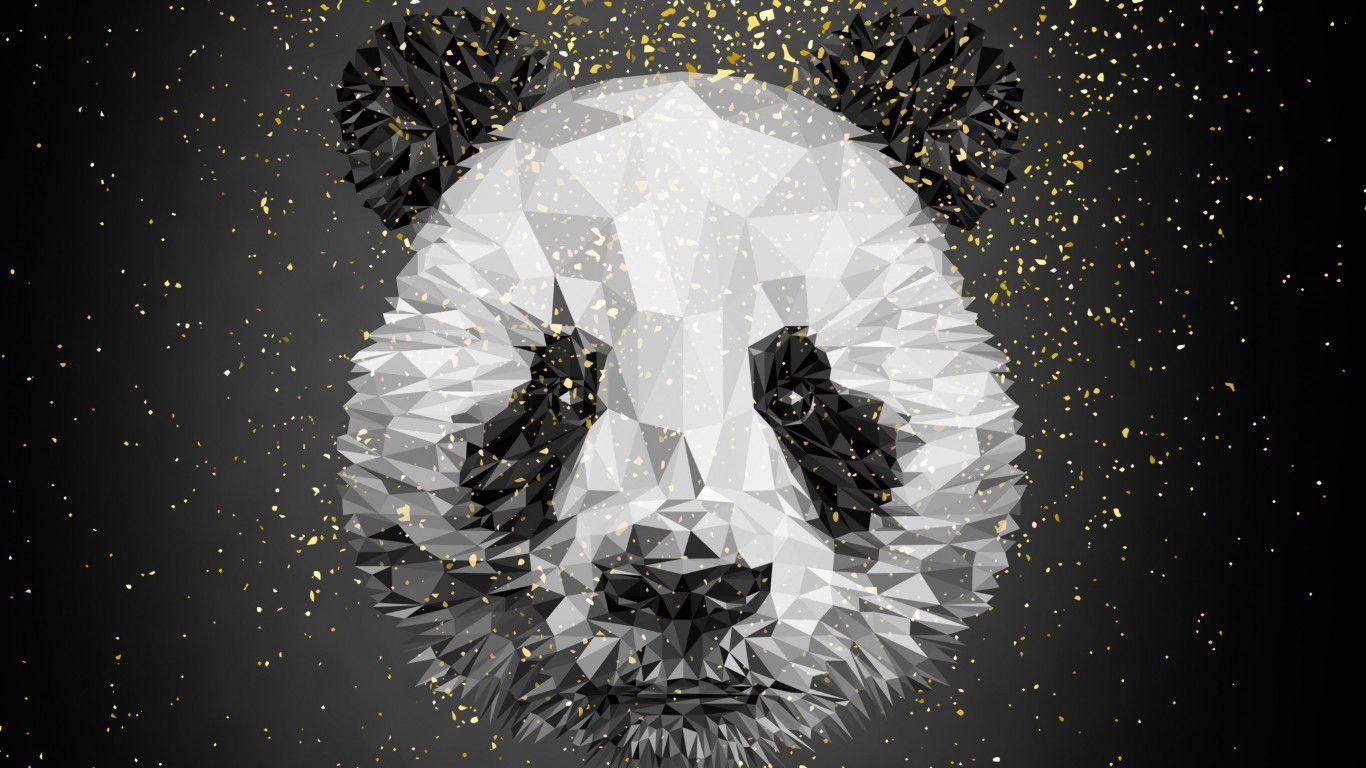 1366x768 Download wallpaper: Panda bear illustration 1366x768
