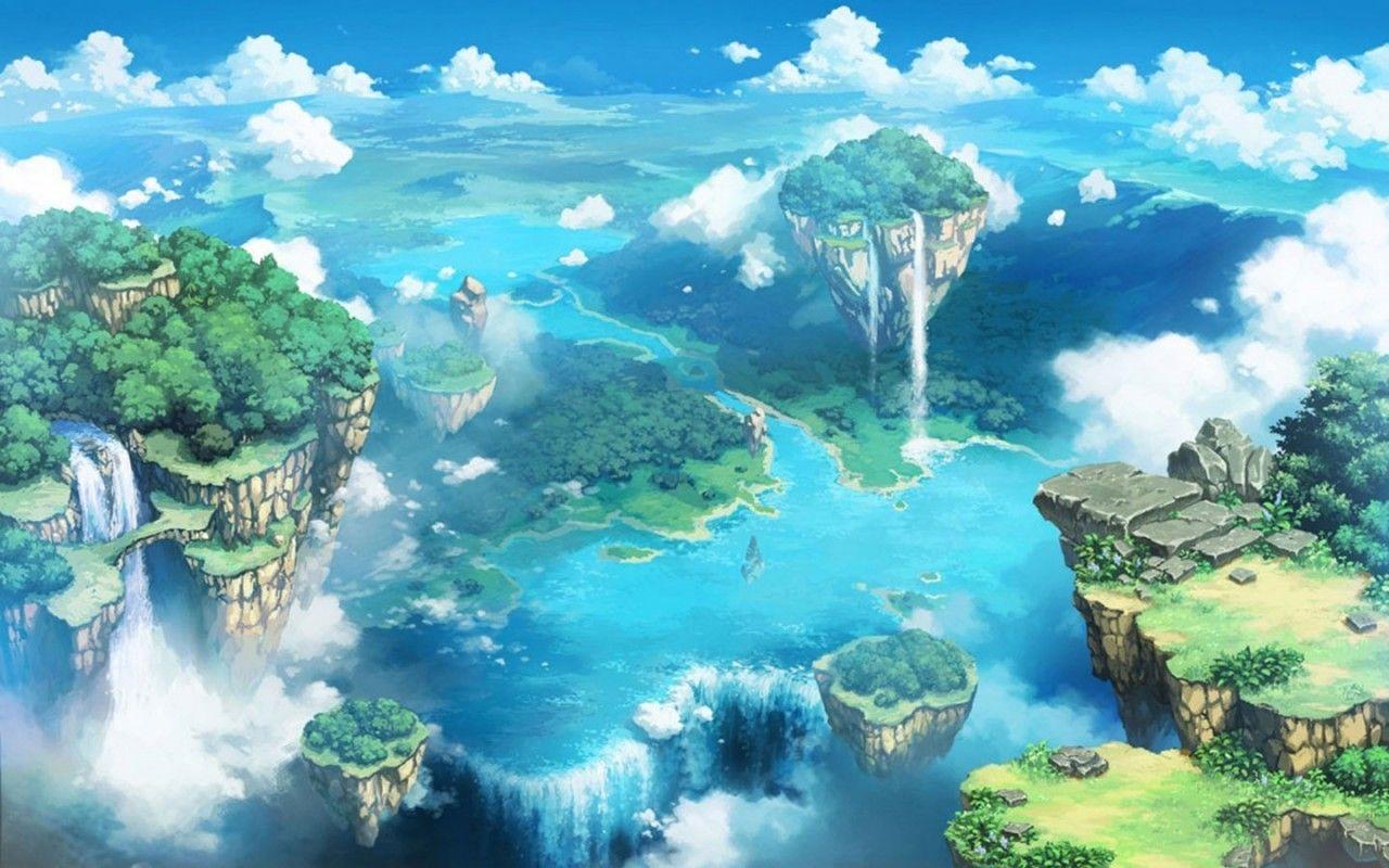 1280x800 Waterfall Flying Islands River wallpaper. Waterfall Flying