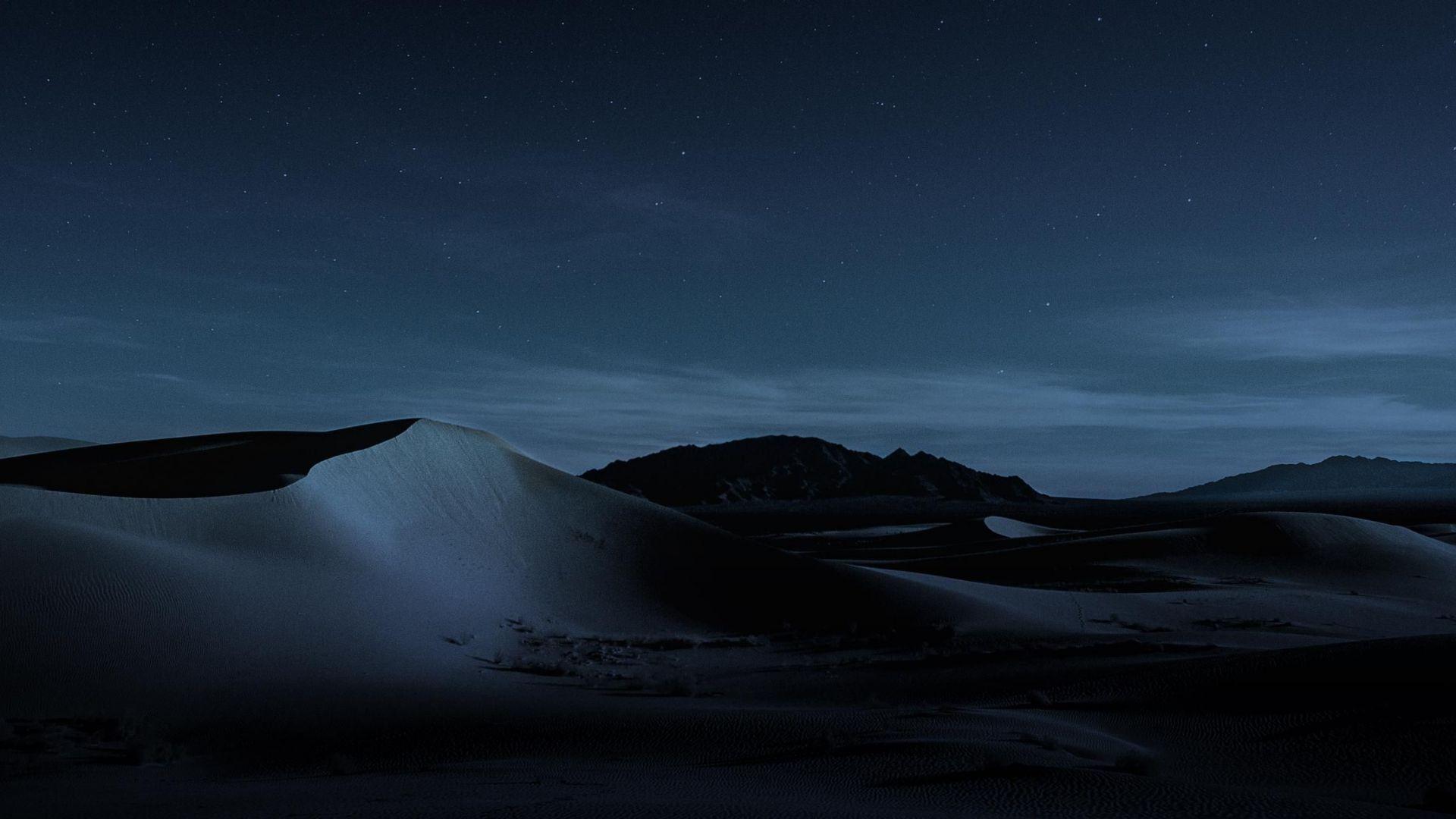 1920x1080 Wallpaper macOS Mojave, Night, Dunes, 4K, OS