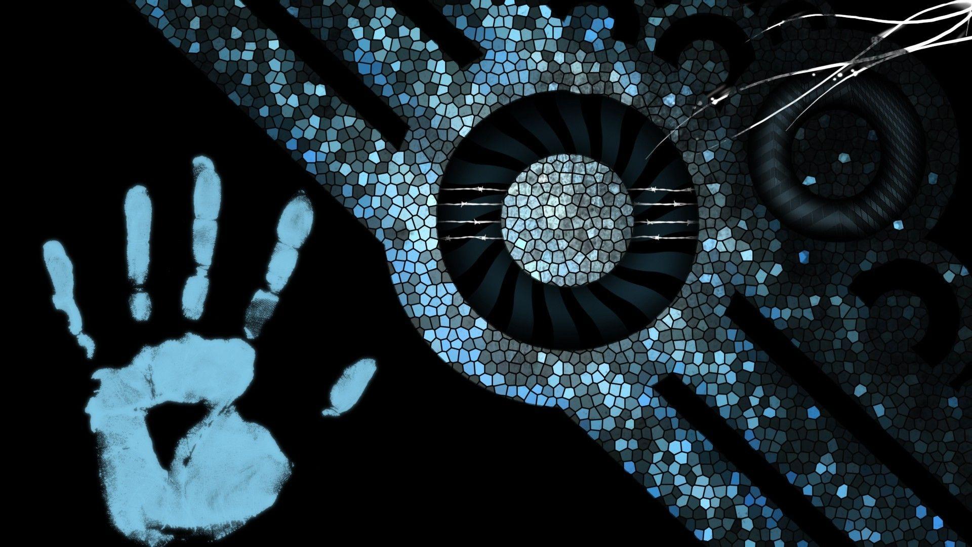1920x1080 handprints, Abstract, Blue, Halftone Pattern, Clouds, Dark Blue