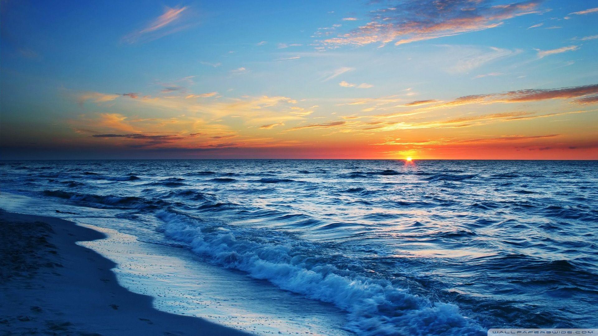 1920x1080 Ocean Sunset Ultra HD Desktop Background Wallpaper for 4K UHD TV