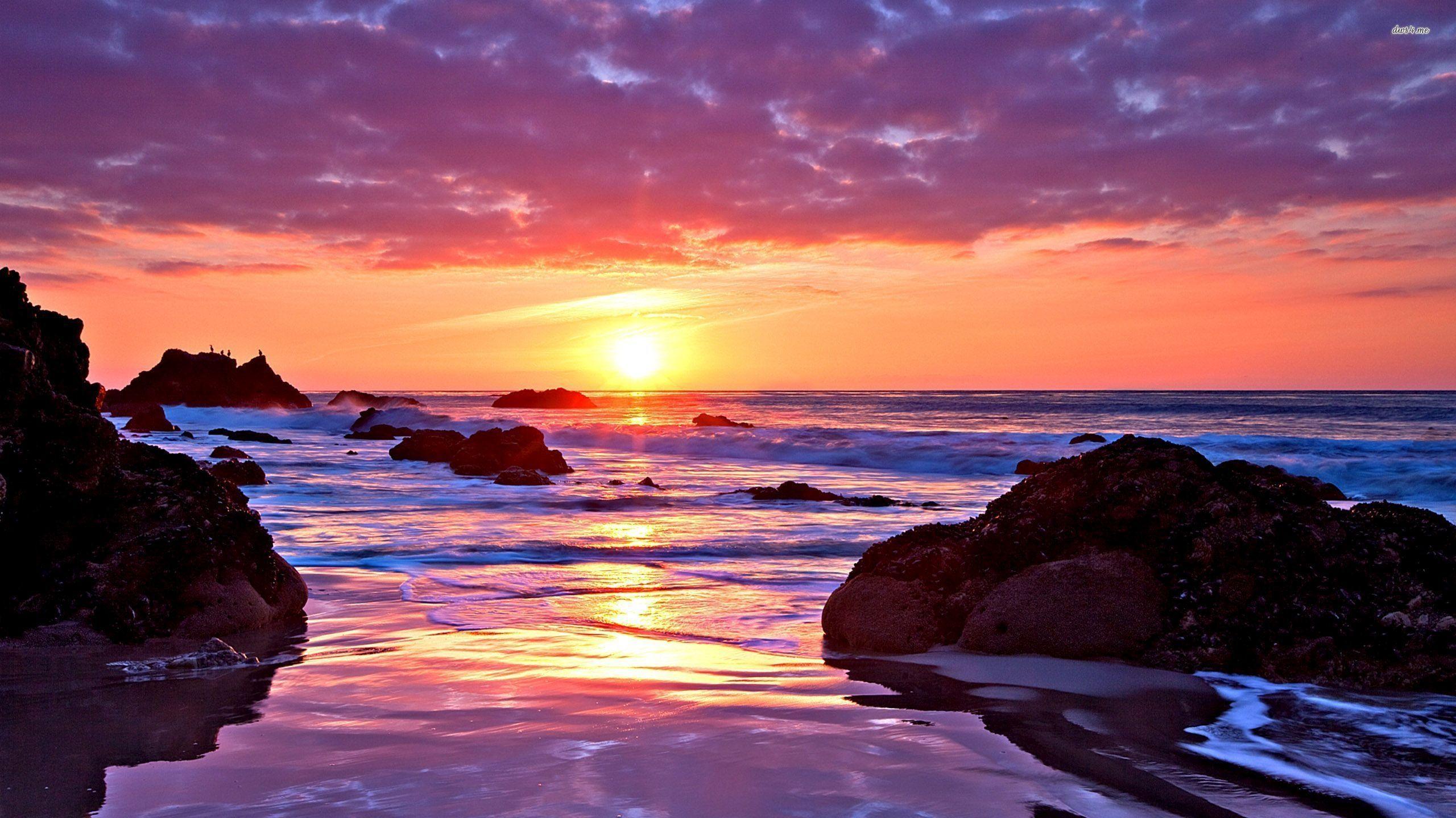 2560x1440 Ocean Sunset Background
