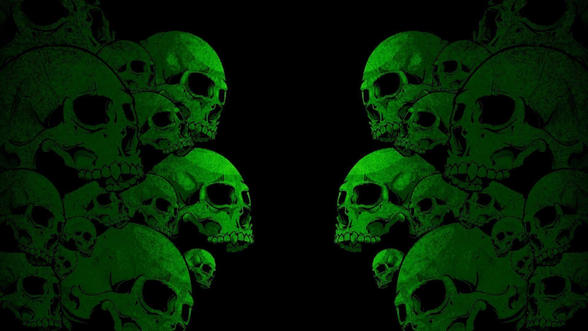 1920x1080 Green Flaming Skull Wallpaper