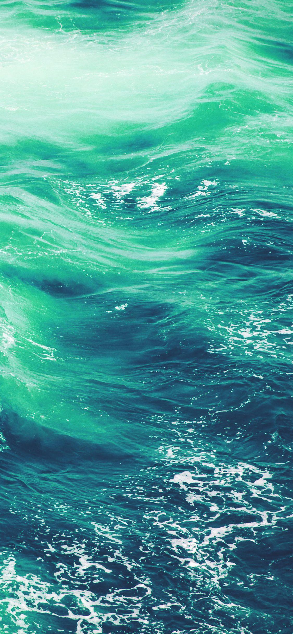 1125x2436 Wave Nature Water Blue Green Sea Ocean Pattern Wallpaper
