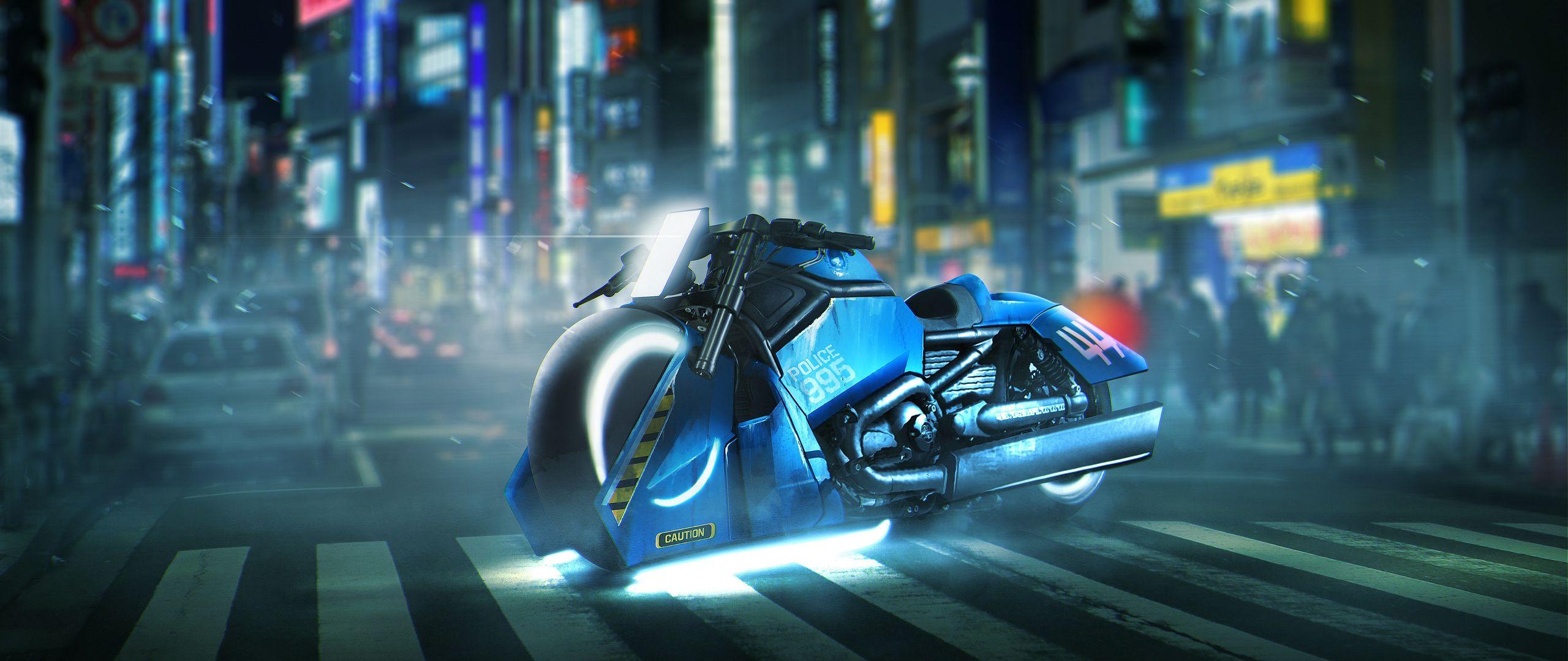 2560x1080 Blade Runner Spinner Bike Harley Davidson V Rod Muscle