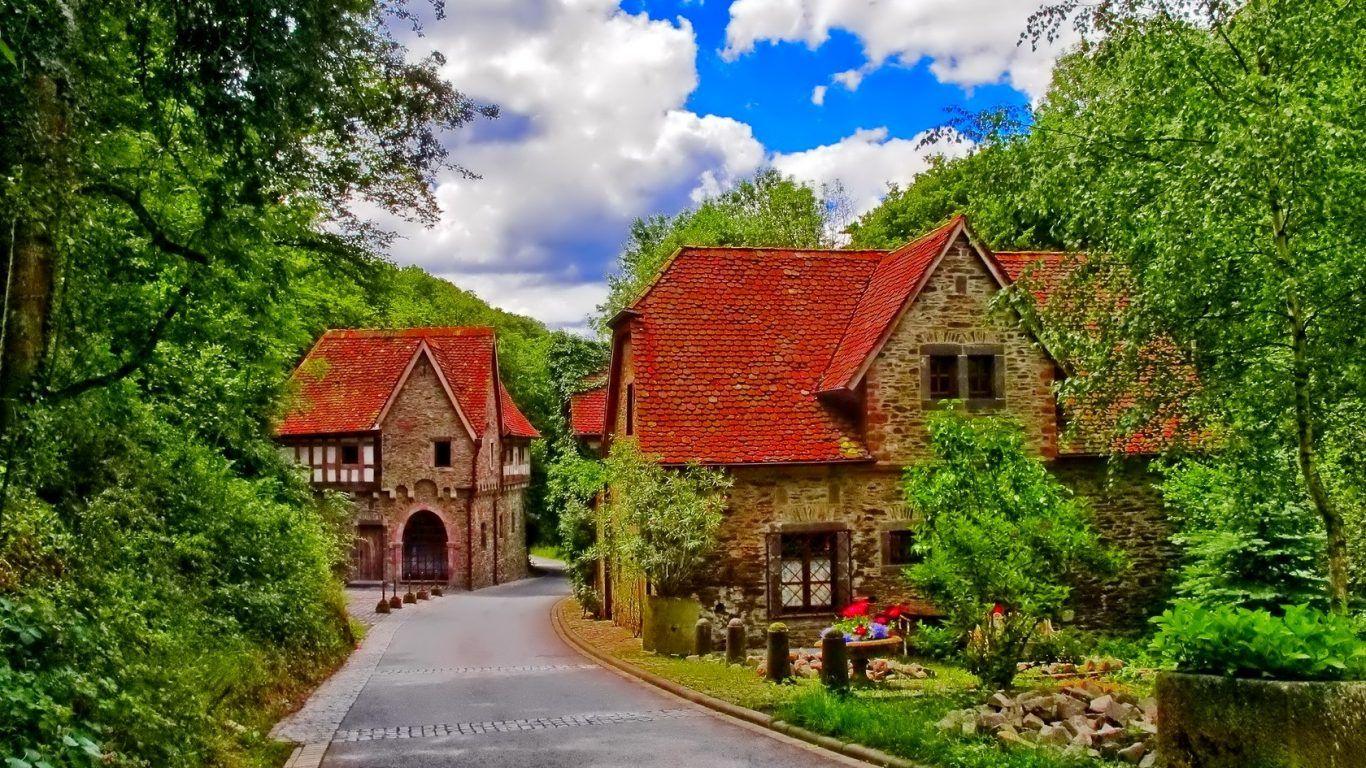 1366x768 Houses: Manor House Houses English Gardens Photography Wallpaper