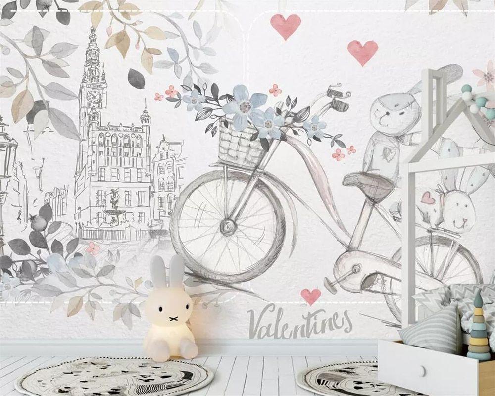 1000x800 Beibehang Custom wallpaper simple card can hand painted cute
